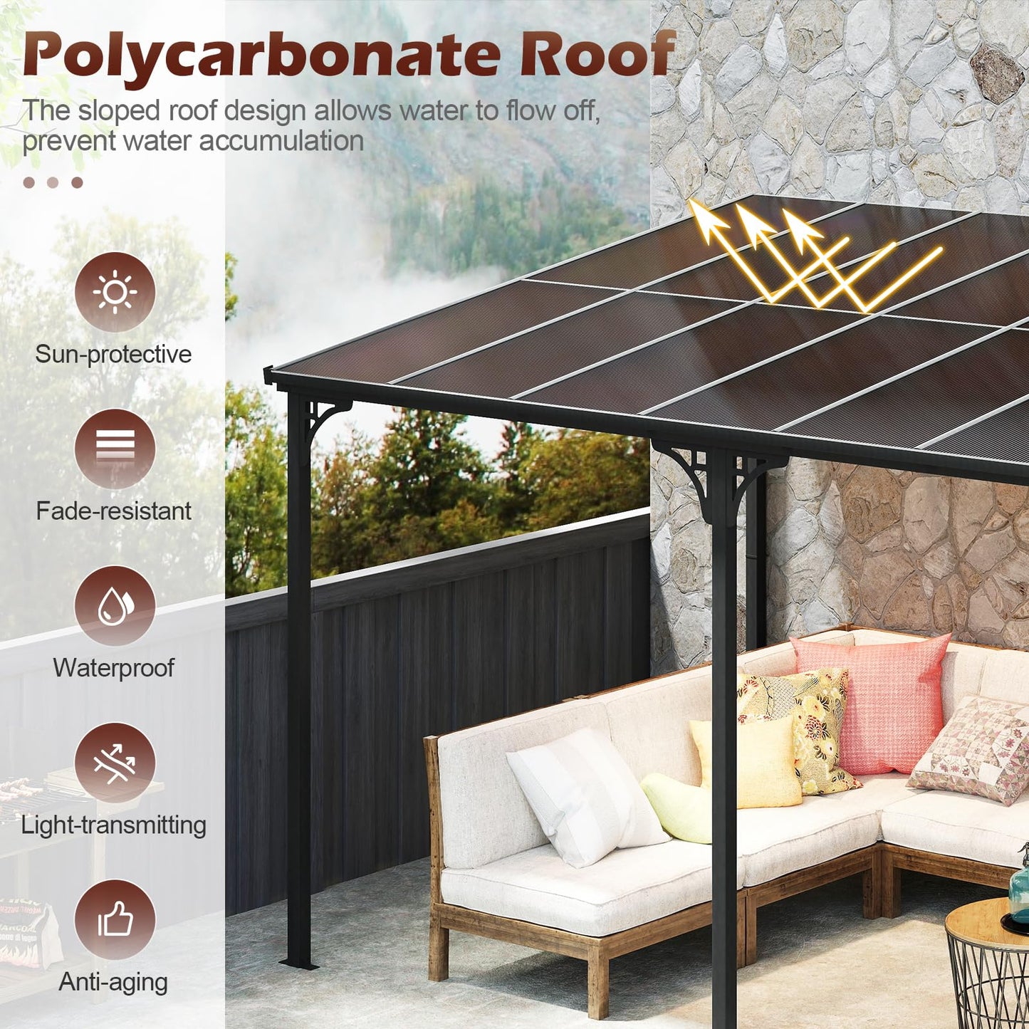 Tangkula 10x13 Ft Lean to Wall Mounted Gazebo for Deck Porch Backyard