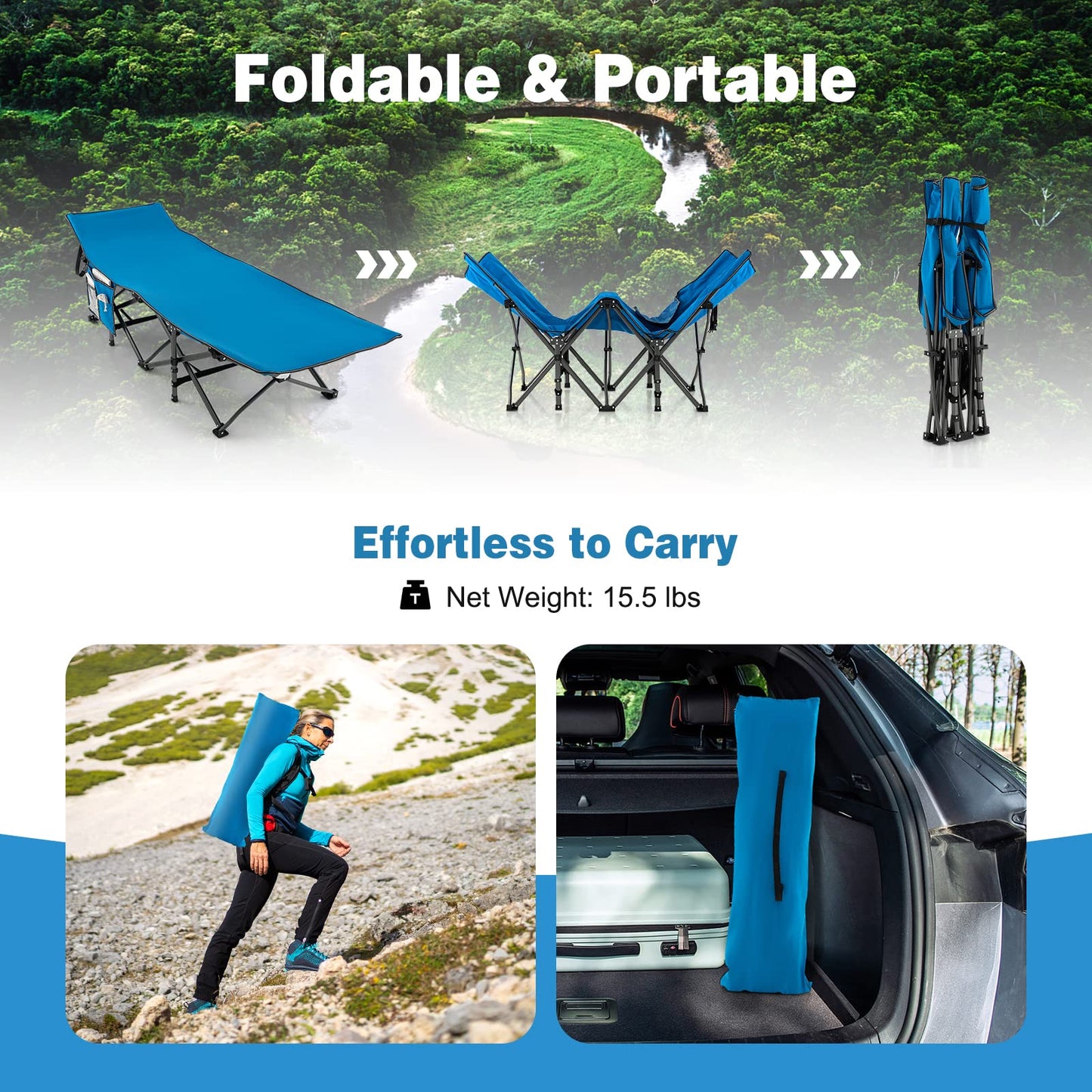 Tangkula Foldable Camping Cot, Portable Sleeping Cot with Carrying Bag