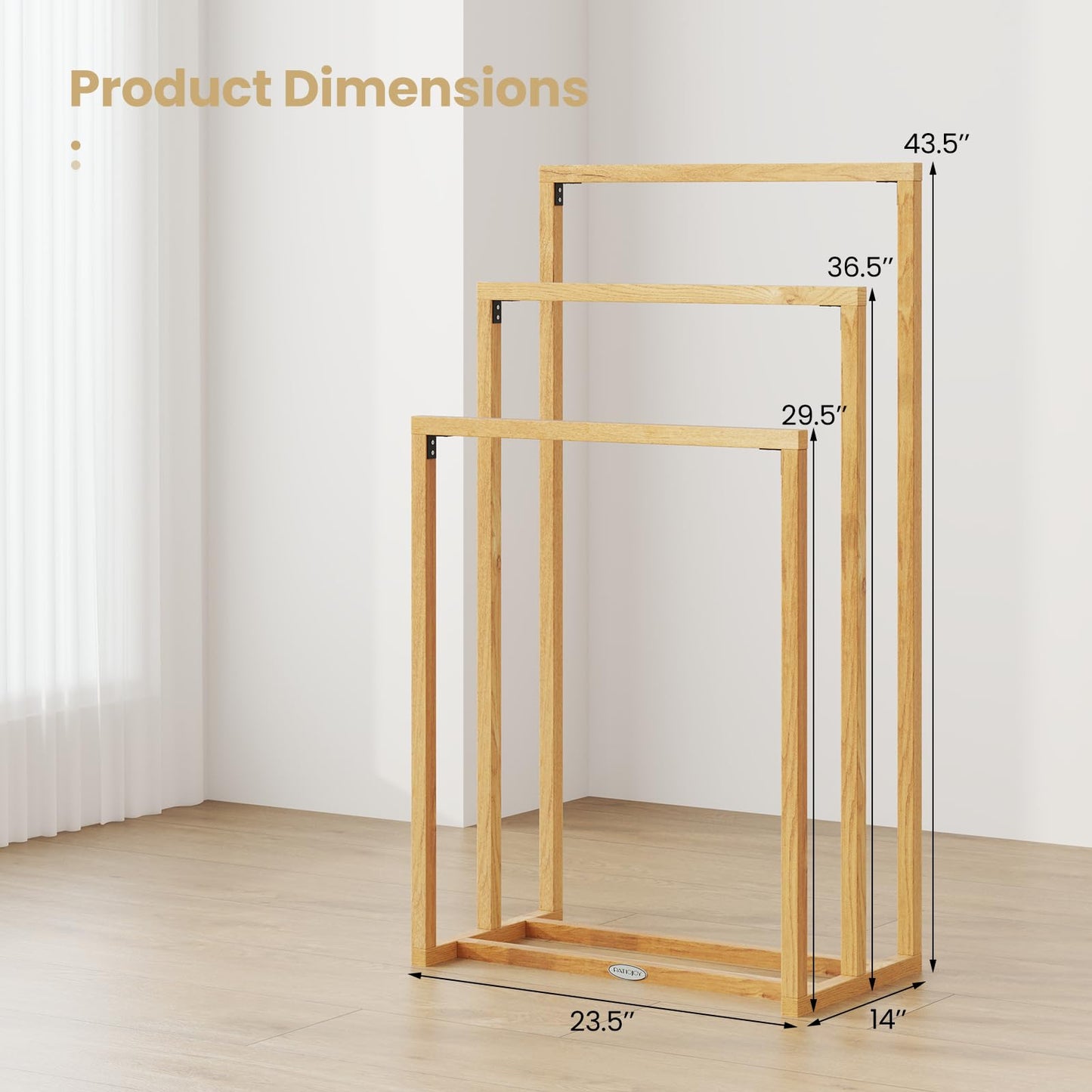Tangkula Freestanding Towel Rack with 3 Hanging Crossbars