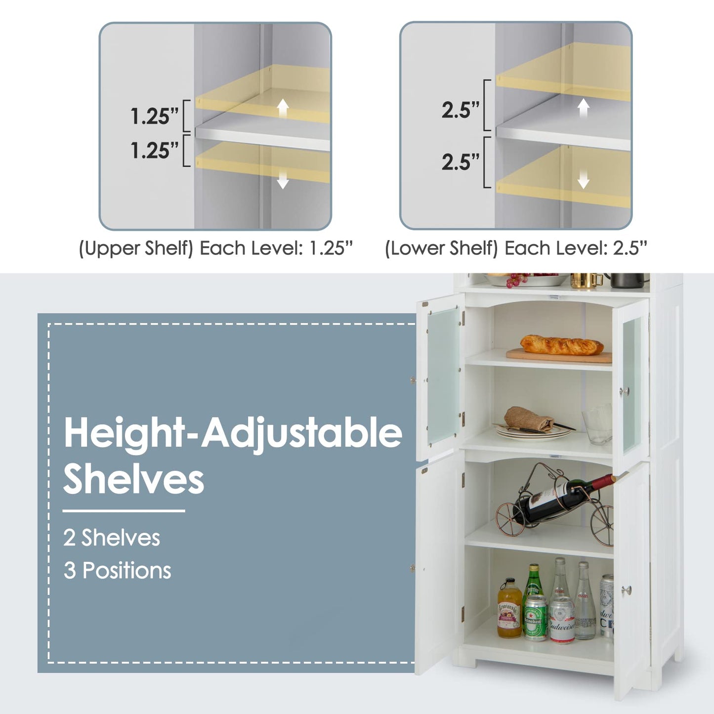 Tangkula Tall Bathroom Storage Cabinet, Freestanding Floor Cabinet