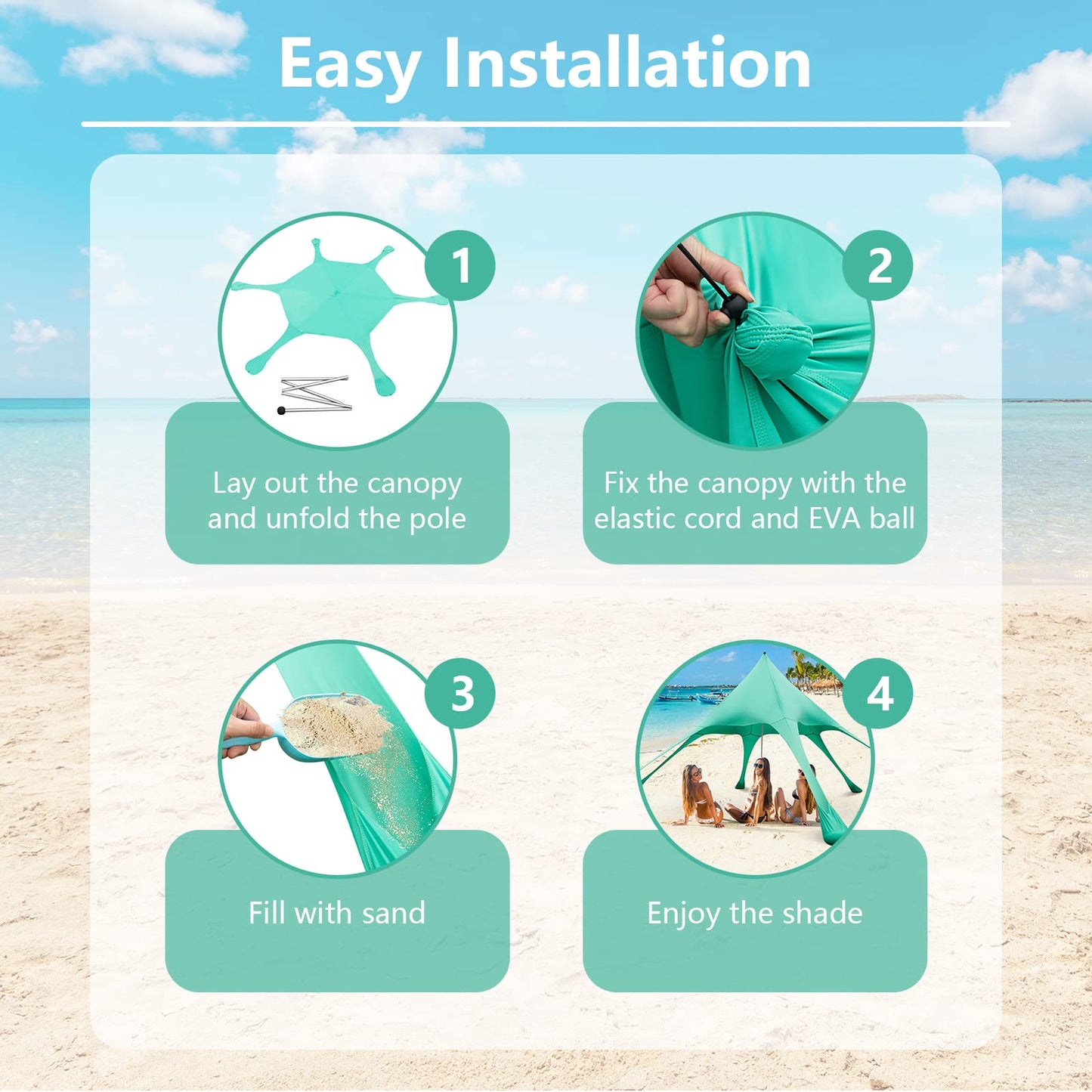 Tangkula Beach Canopy Tent UPF50+ Beach Sun Shade
