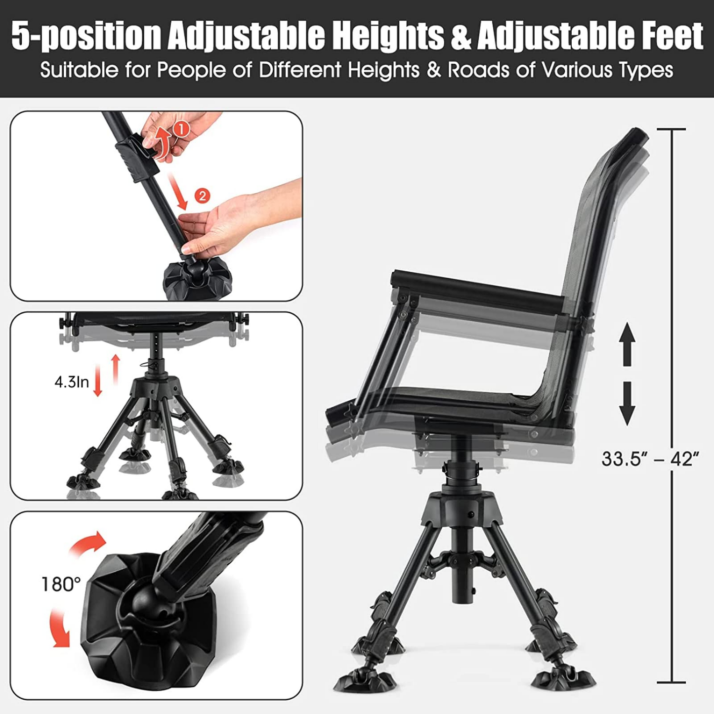 360-degree Swivel Hunting Blind Chair - Tangkula