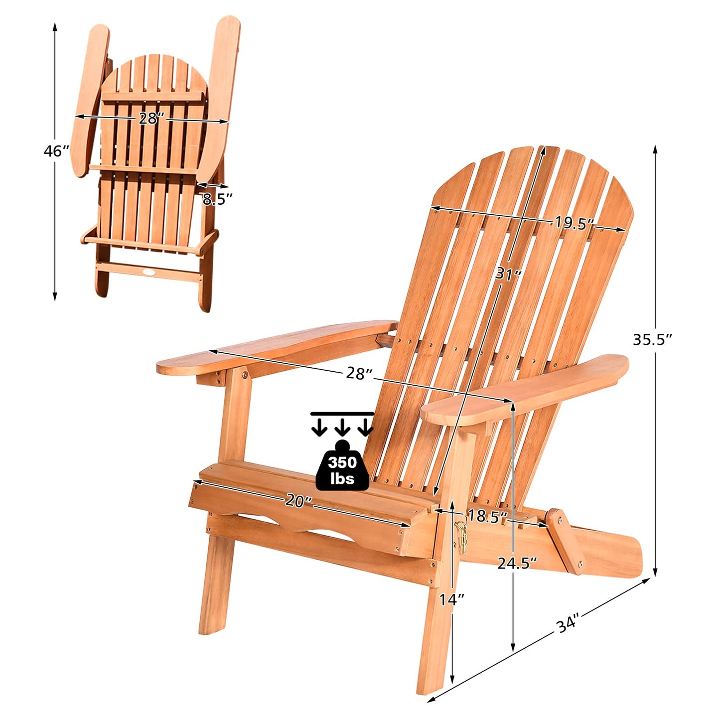 Folding Adirondack Chair - Tangkula