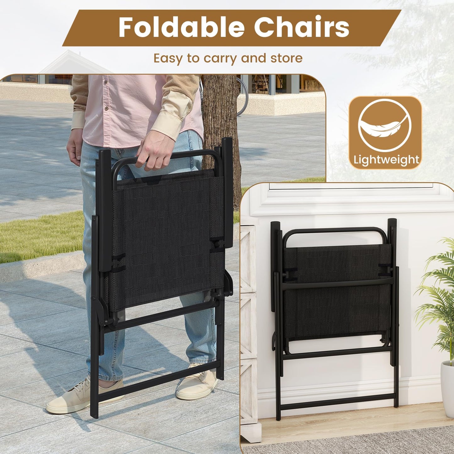 Tangkula 3 Pieces Folding Patio Bistro Set