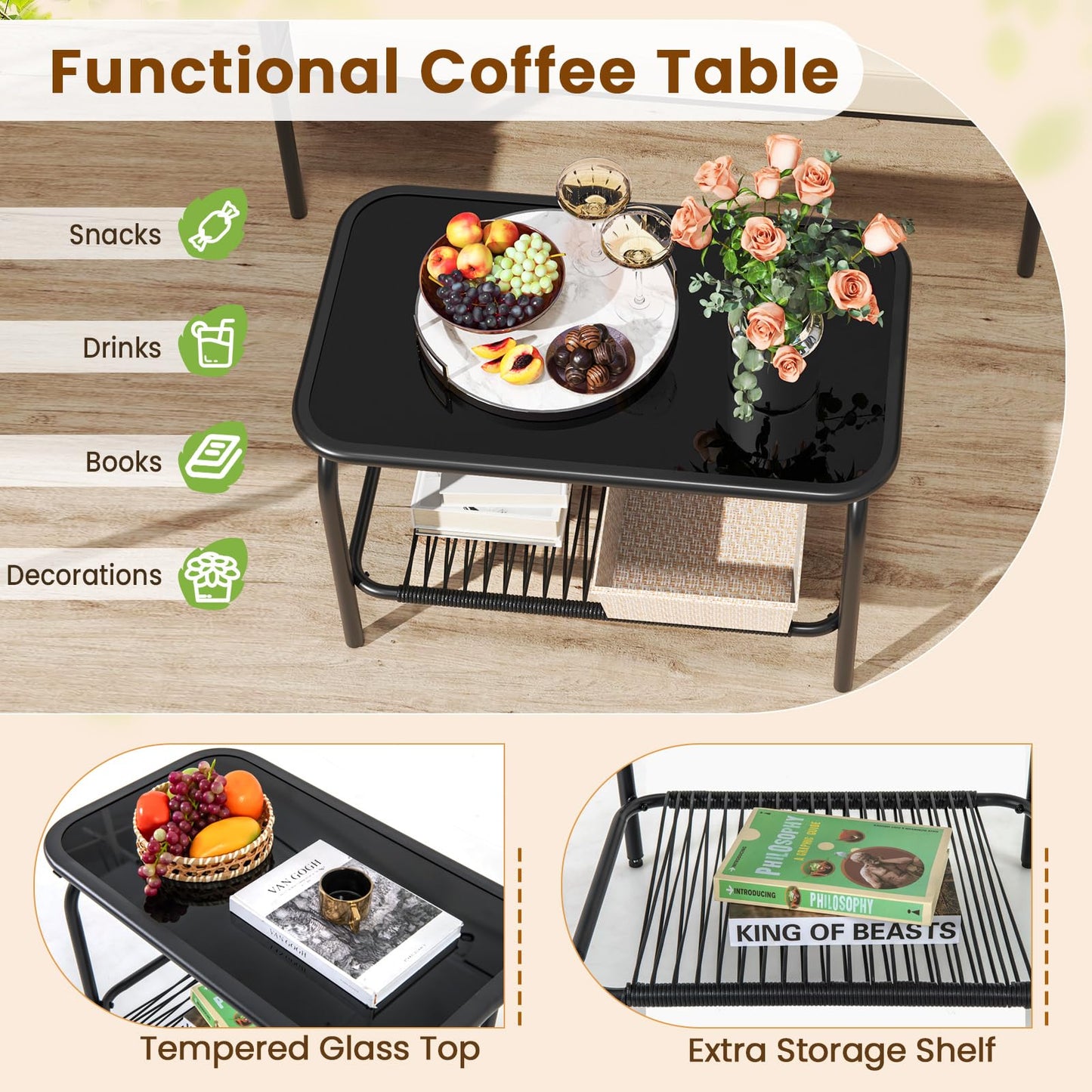 Tangkula Patio Furniture Set PE Rattan Sofa Chairs(4/8)