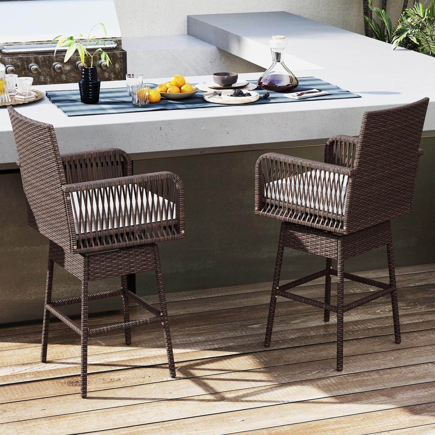 Tangkula Patio 360° Swivel Bar Stool for Backyard