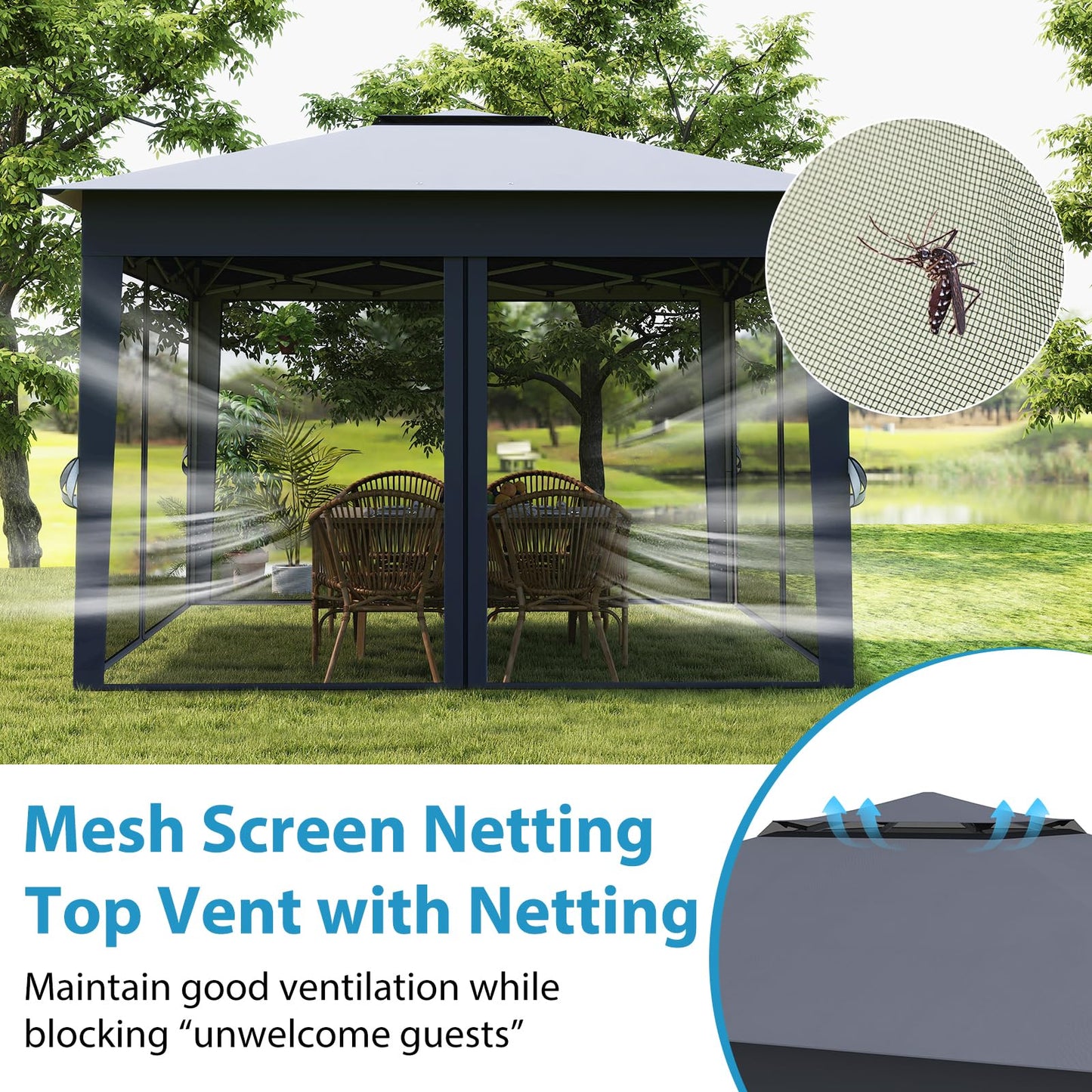Tangkula 11x11 FT Pop Up Gazebo with Netting