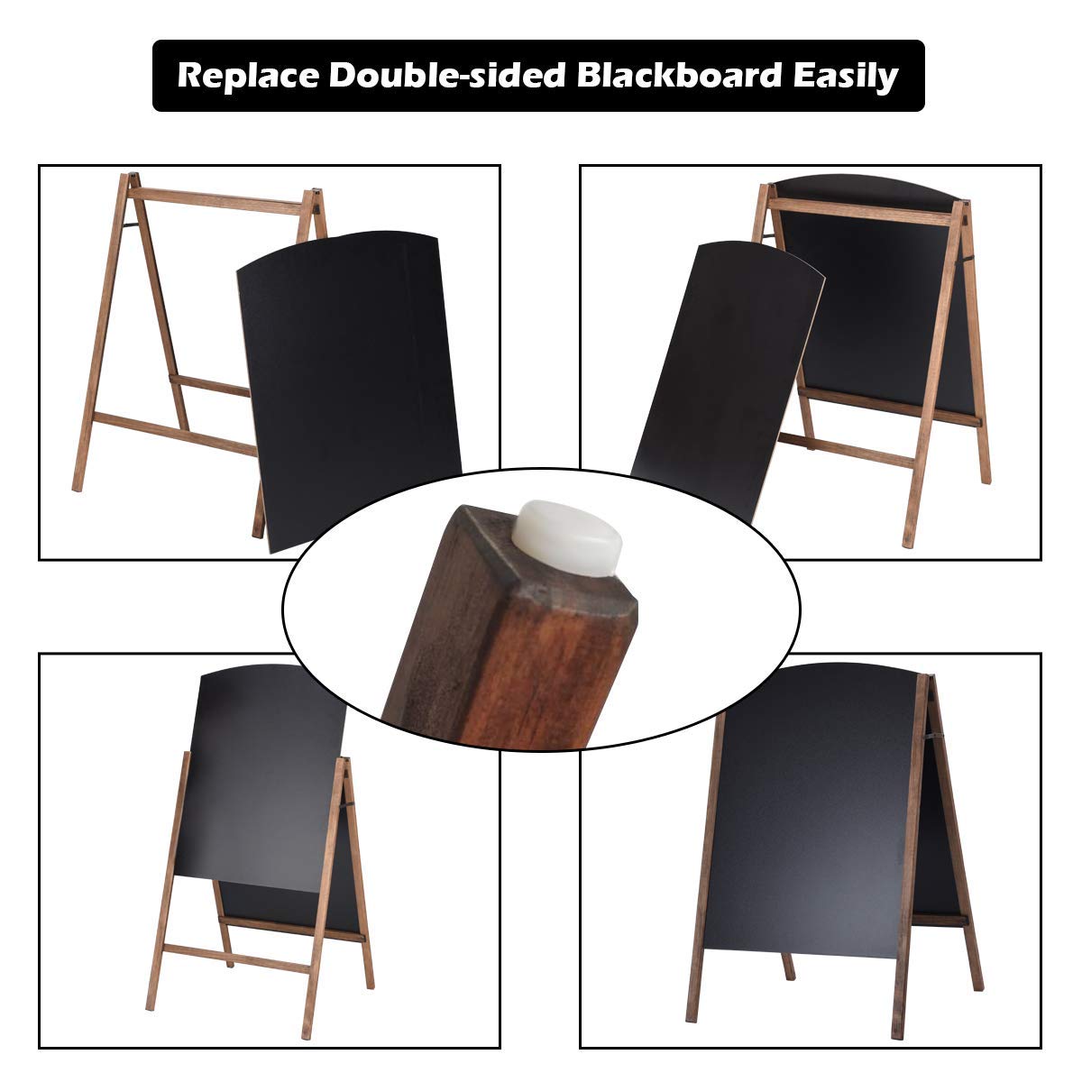 Tangkula A-Frame Chalkboard Sign, Rustic Wooden Double-Sided Standing Sidewalk Chalkboard Sign Sandwich Board