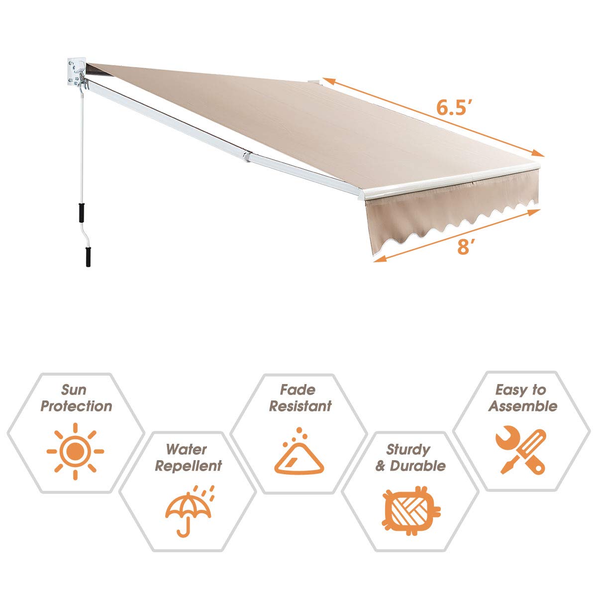 Tangkula 8"x 6.5" Retractable Awning
