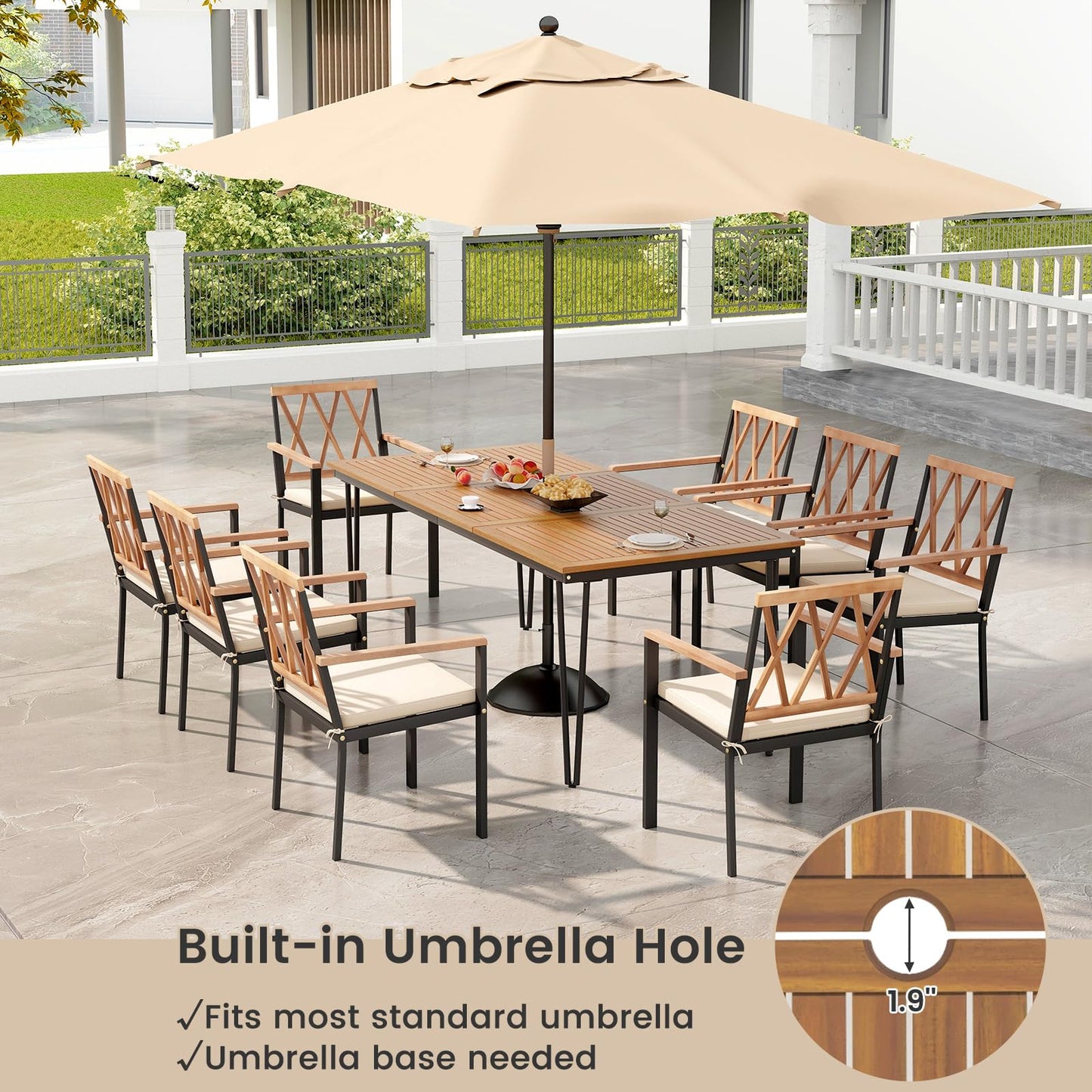 Tangkula 9 Piece Patio Dining Set(Natural)