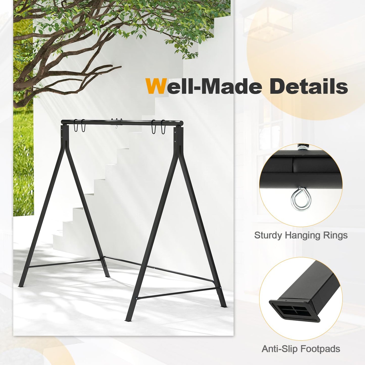 Tangkula Metal Swing Frame Porch Swing Stand