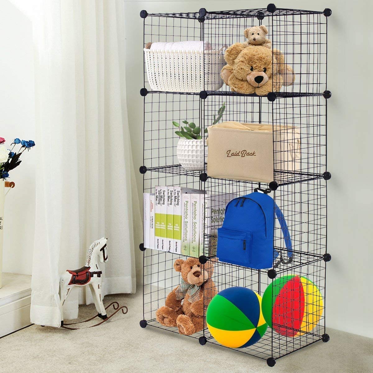 Wire Storage Cubes, Metal Grids Book Shelf