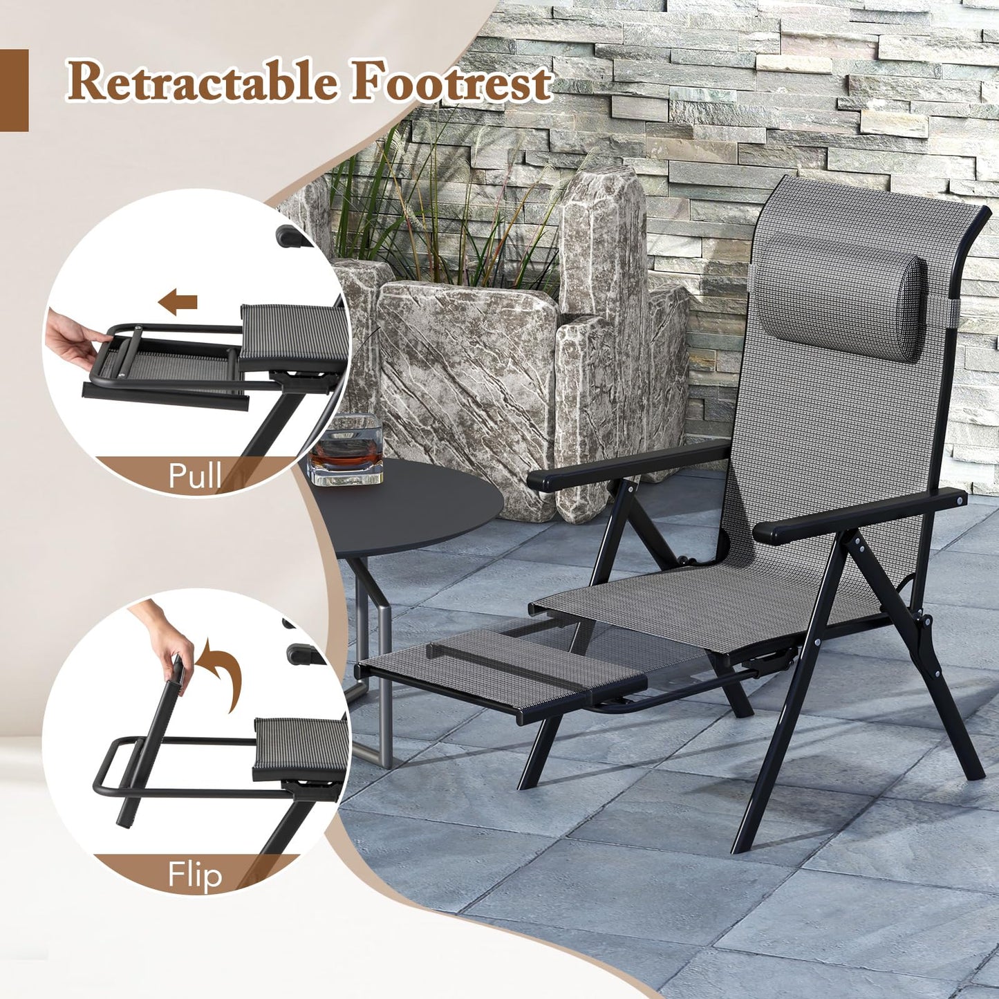 Tangkula Folding Patio Chairs Set