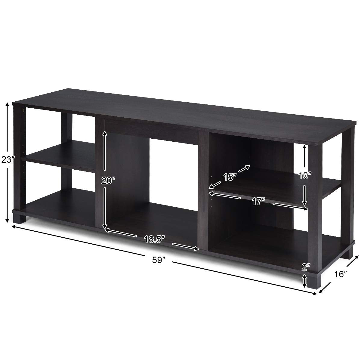 2-Tier TV Stand, Entertainment Television Stands Suitable for 18" Electric Fireplace (Not Included)