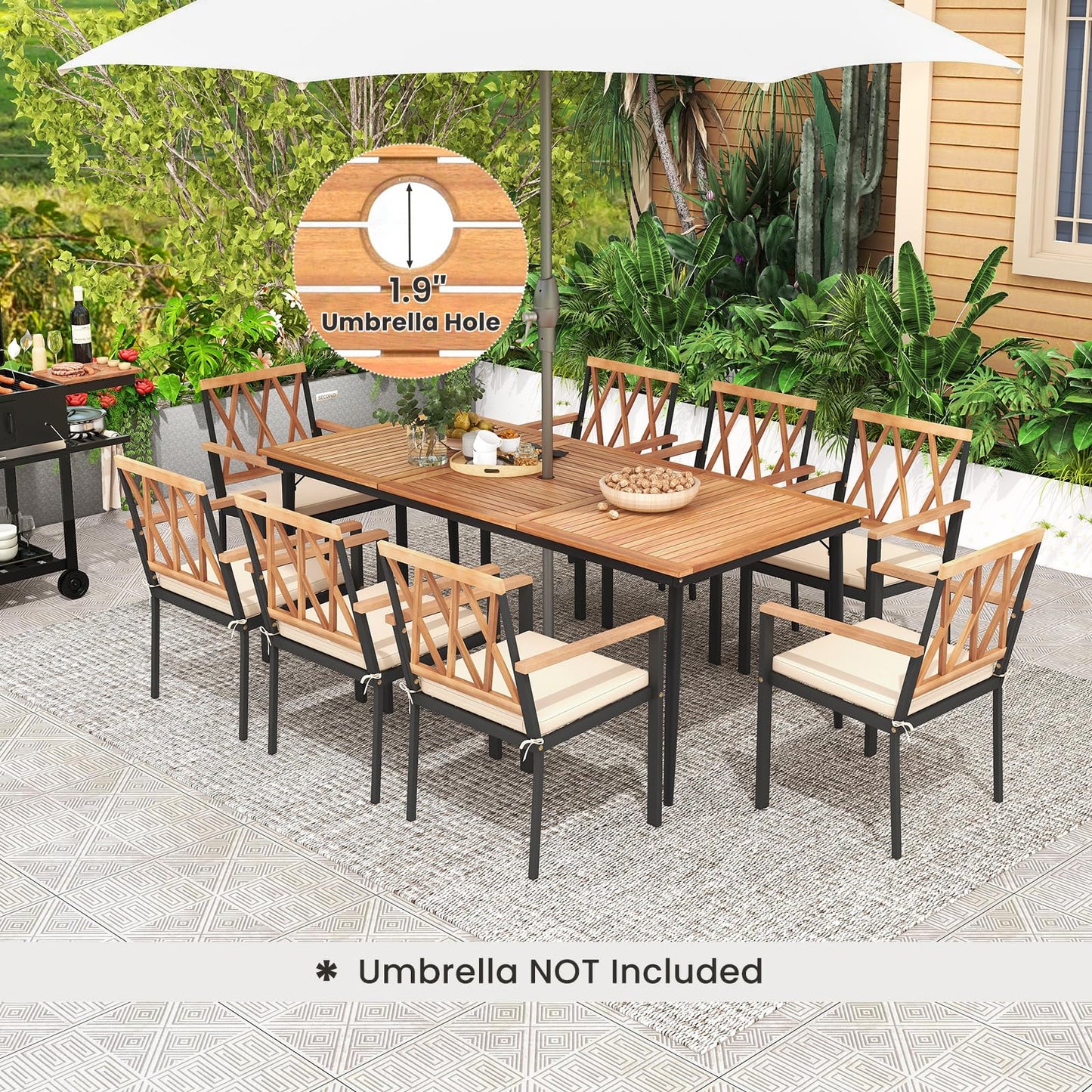 Tangkula Outdoor 9-Piece Patio Dining Set