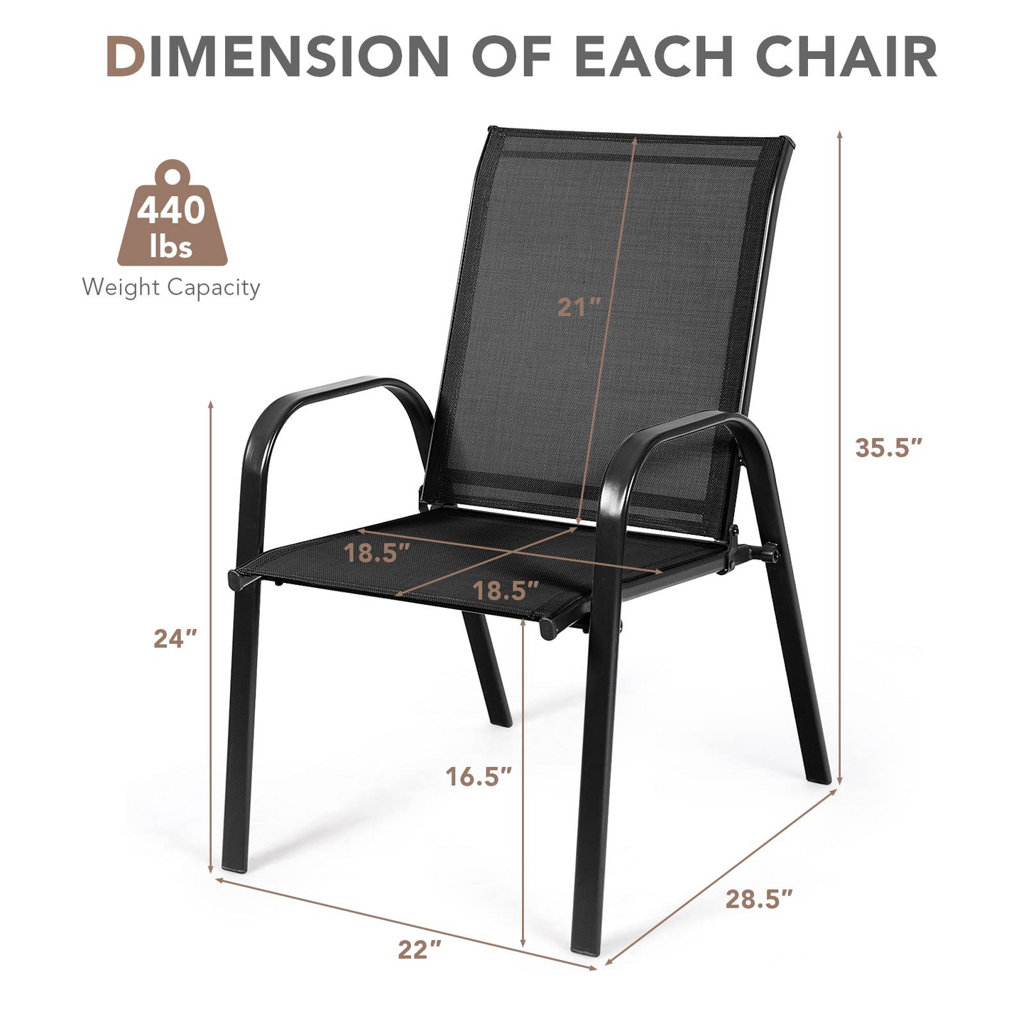 Tangkula Patio Dining Chairs, Outdoor Bistro Chairs