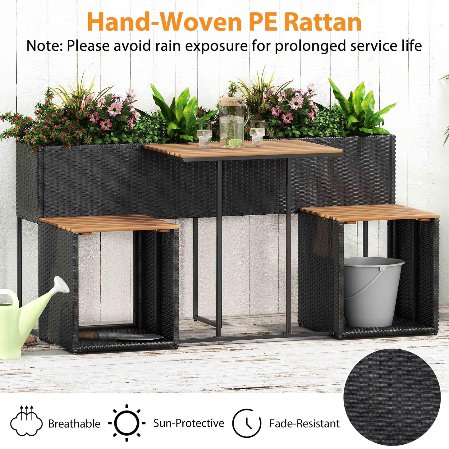 Tangkula Patio Furniture Set with Raised Garden Bed