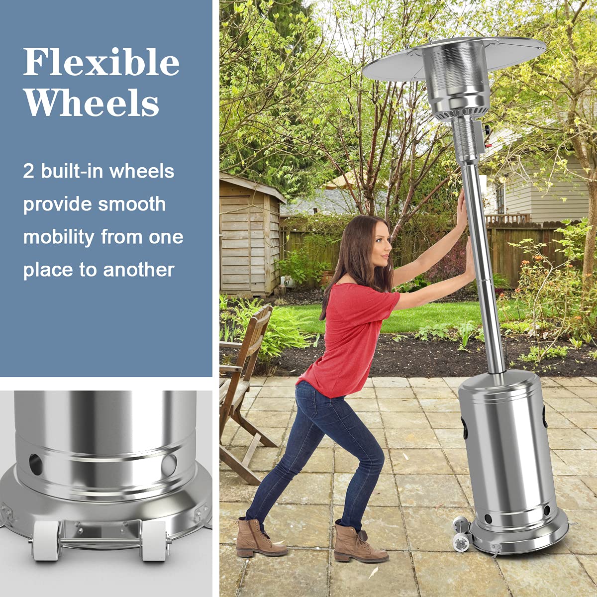 Patio Heater, 50000 BTU Propane Heater with Wheels