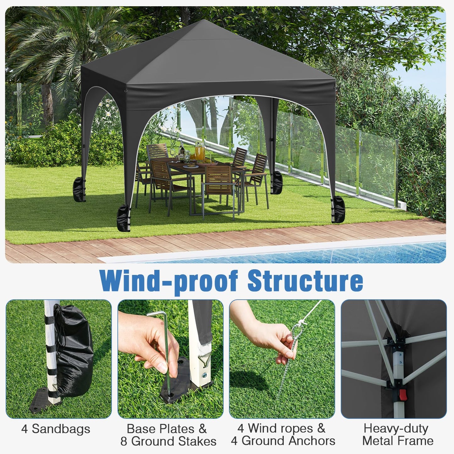 Tangkula 10x10Ft Pop up Canopy with 4 Sidewalls