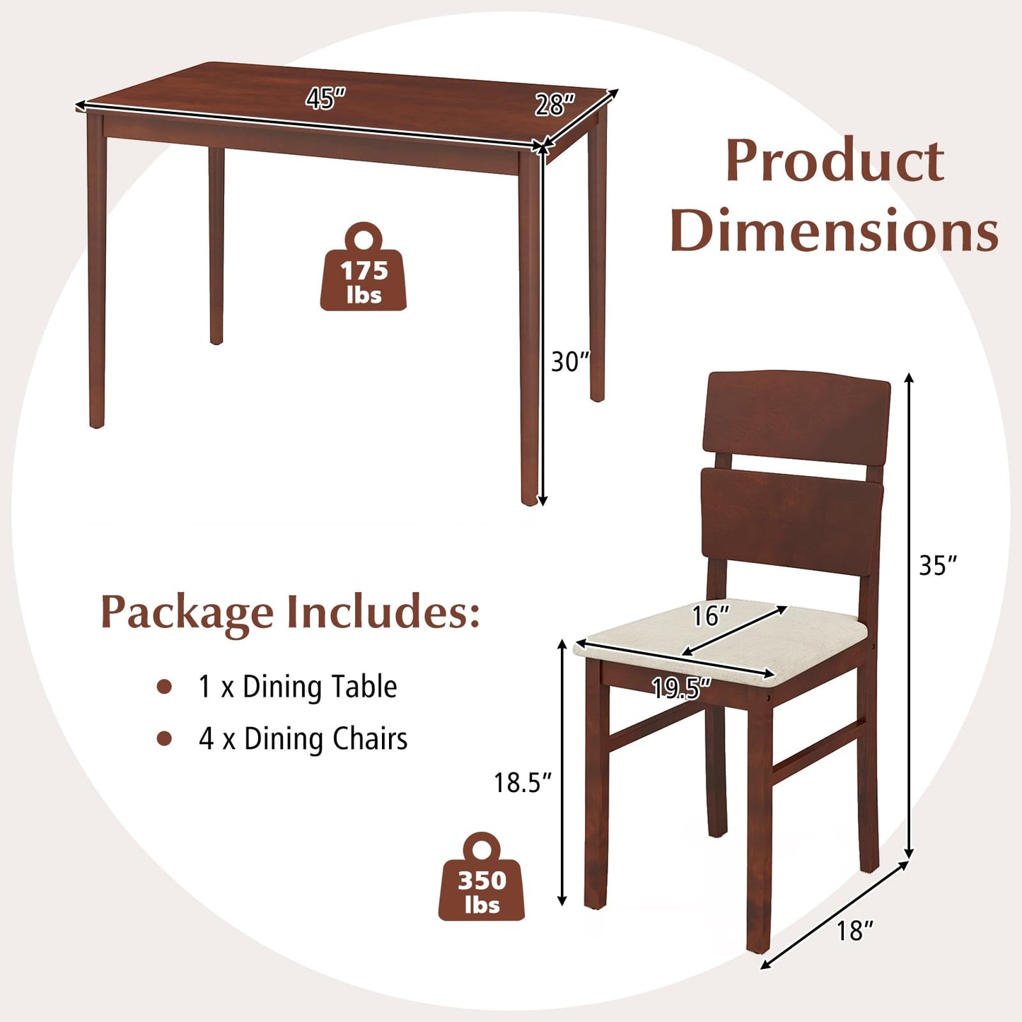 Tangkula Dining Table Set for 4