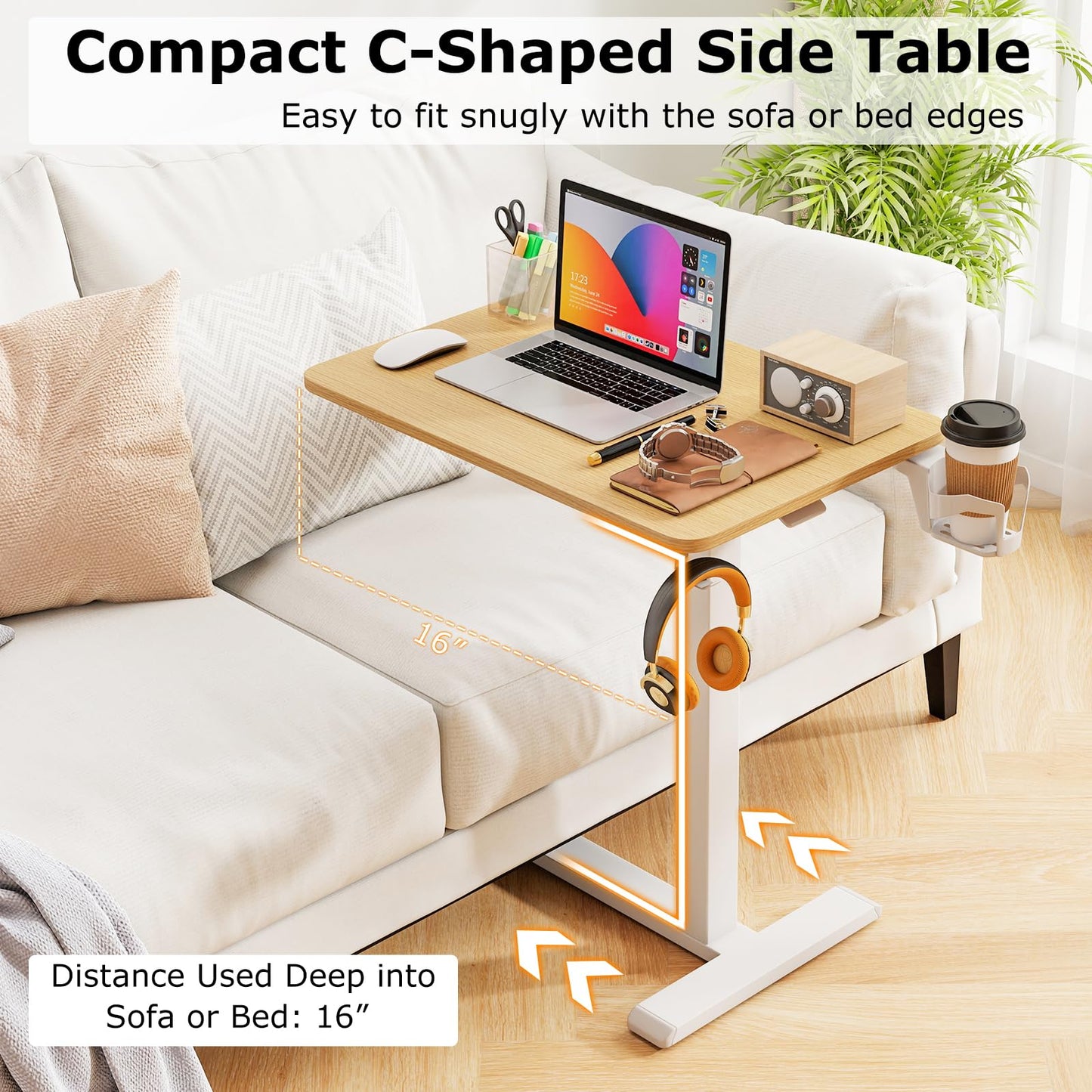 Tangkula Mobile Standing Desk Pneumatic Height Adjustable Rolling Desk