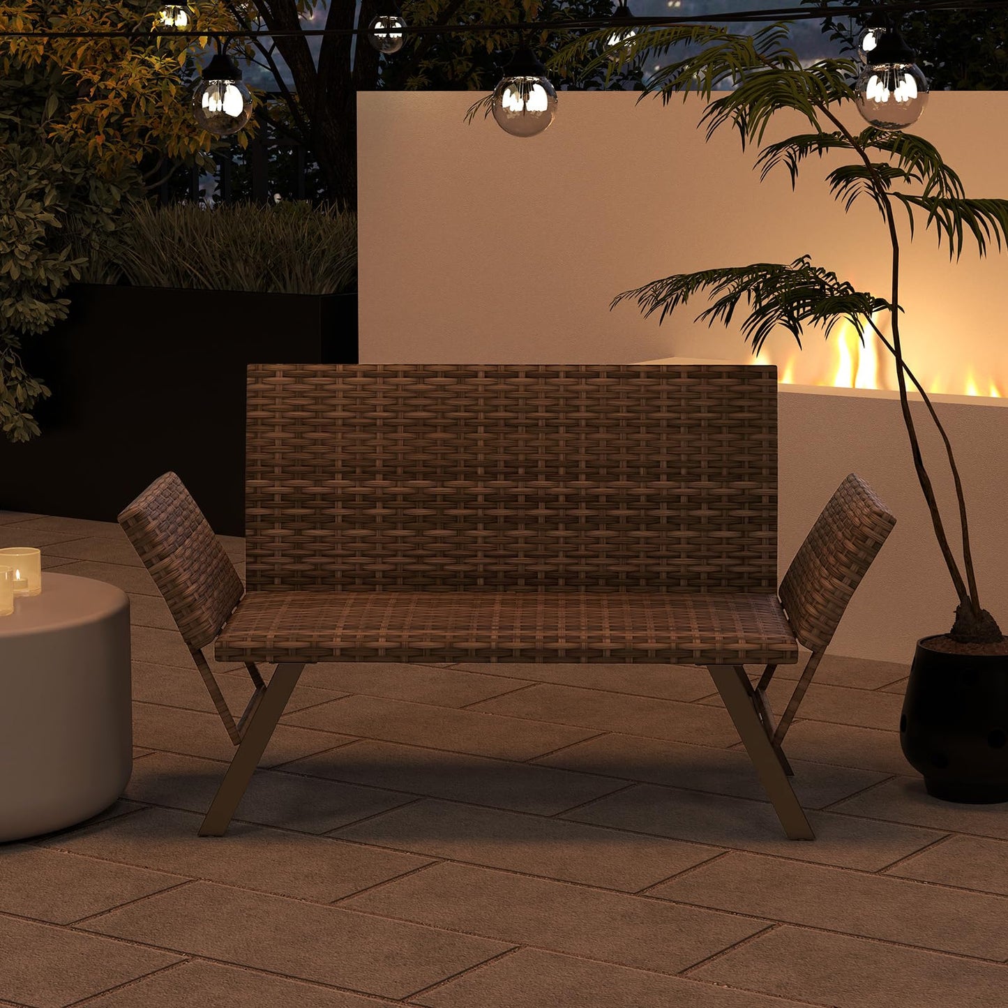 Tangkula Patio Convertible Sofa for 2