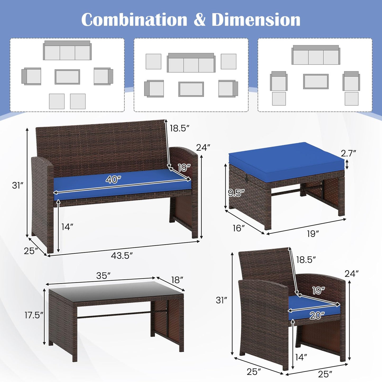 Tangkula 6 Pieces Patio Furniture Set