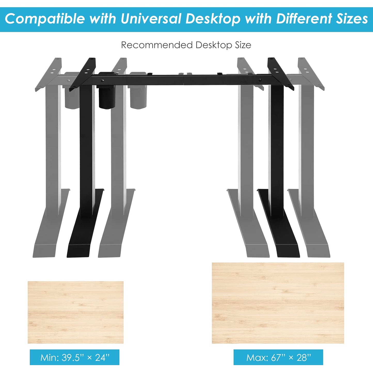 Electric Standing Desk Frame, Height Adjustable Motorized Standing Workstation Base
