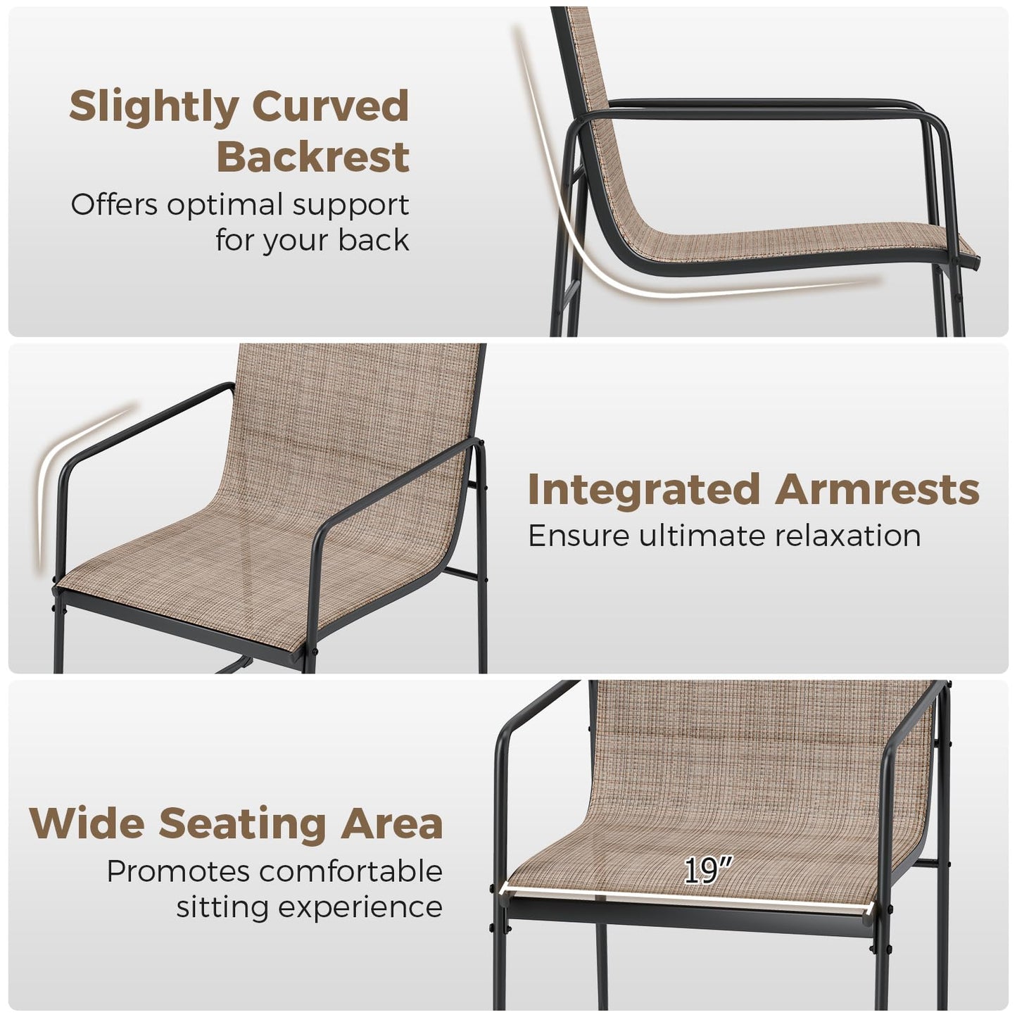Tangkula Outdoor Dining Chairs Set Patio Furniture Chairs