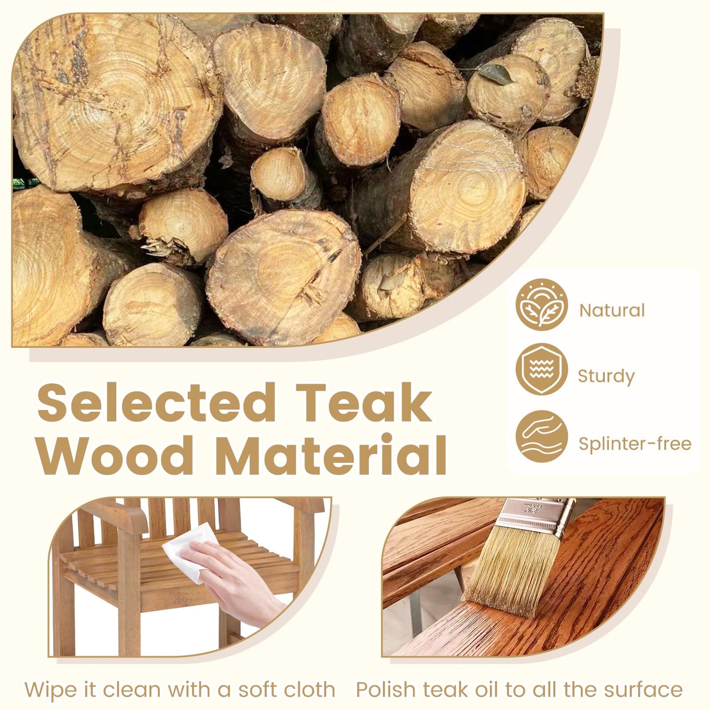 Tangkula Teak Wood Patio Dining Chair(1/2/4)