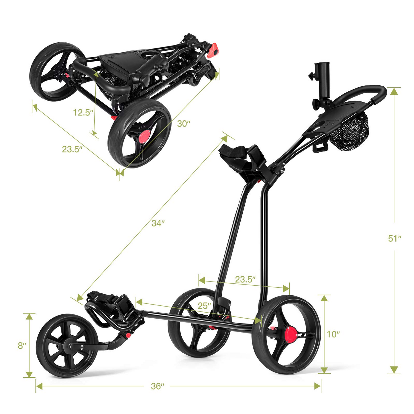 Lightweight Collapsible Golf Pull Cart - Tangkula