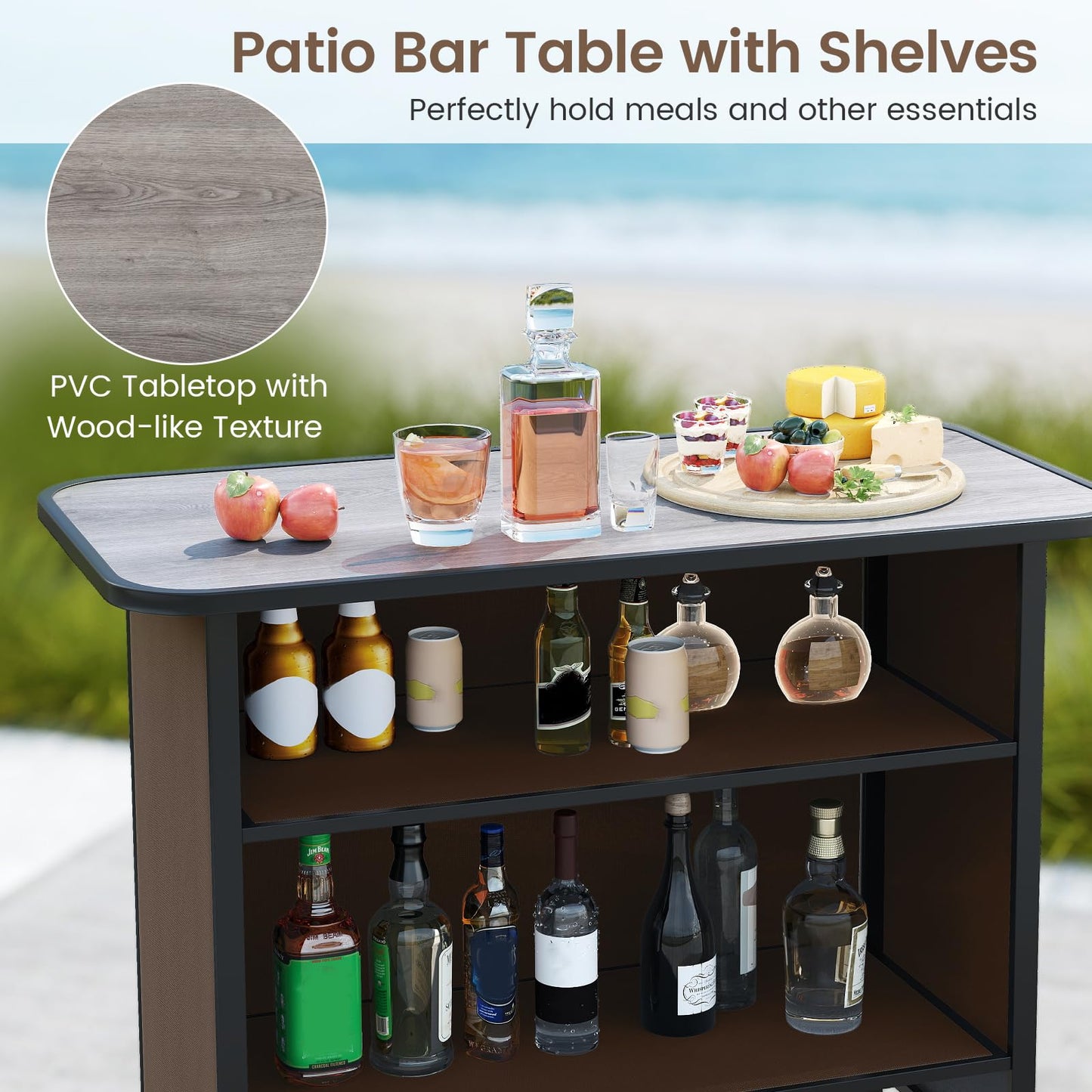 Tangkula 3 Piece Outdoor Bar Set for Backyard