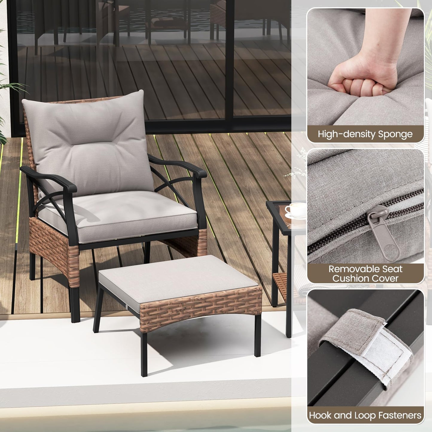 Tangkula 5 Pieces Wicker Patio Furniture Set