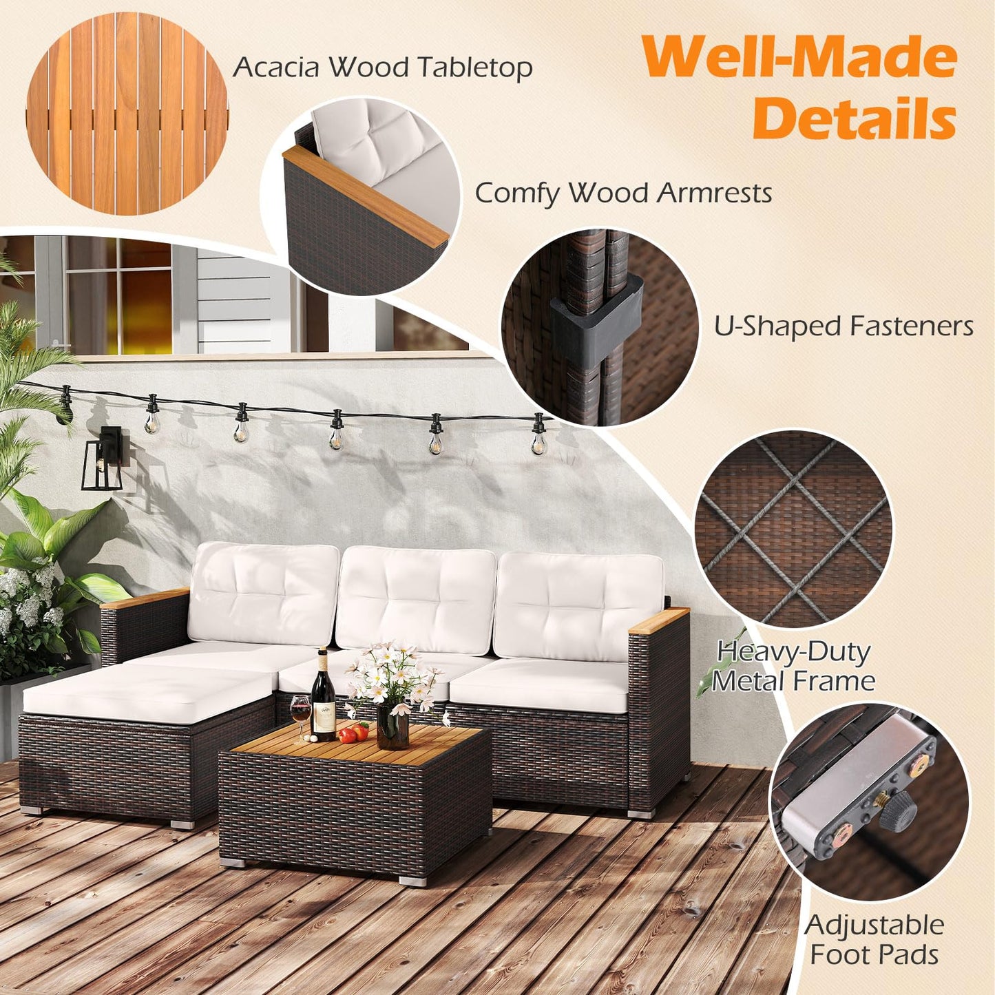 Tangkula 5 Piece Outdoor Patio Furniture Set