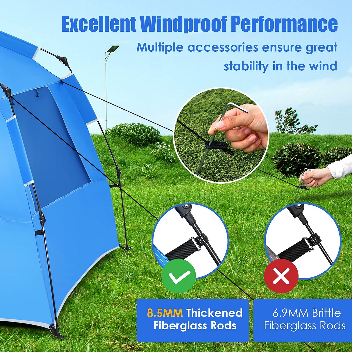 Tangkula 3-4 Person Easy Pop Up Beach Tent, UPF 50+ Portable Sun Shelter