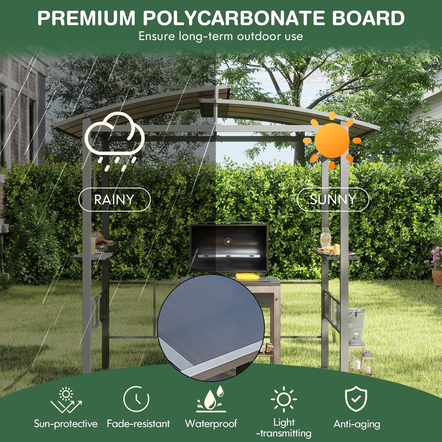 Tangkula 8x5 FT Hardtop Grill Gazebo for Patio Garden Lawn Deck