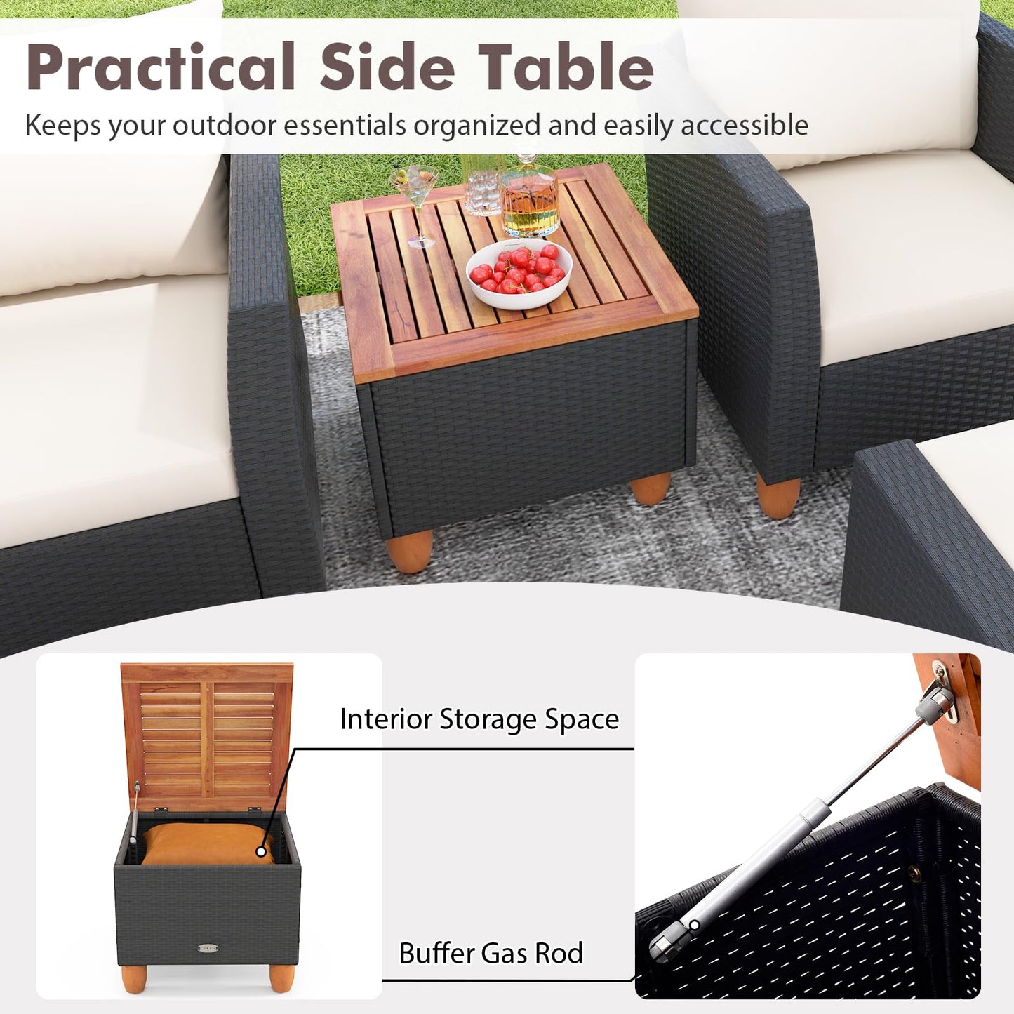 Tangkula 7 Pieces Patio Furniture Set with Loveseat