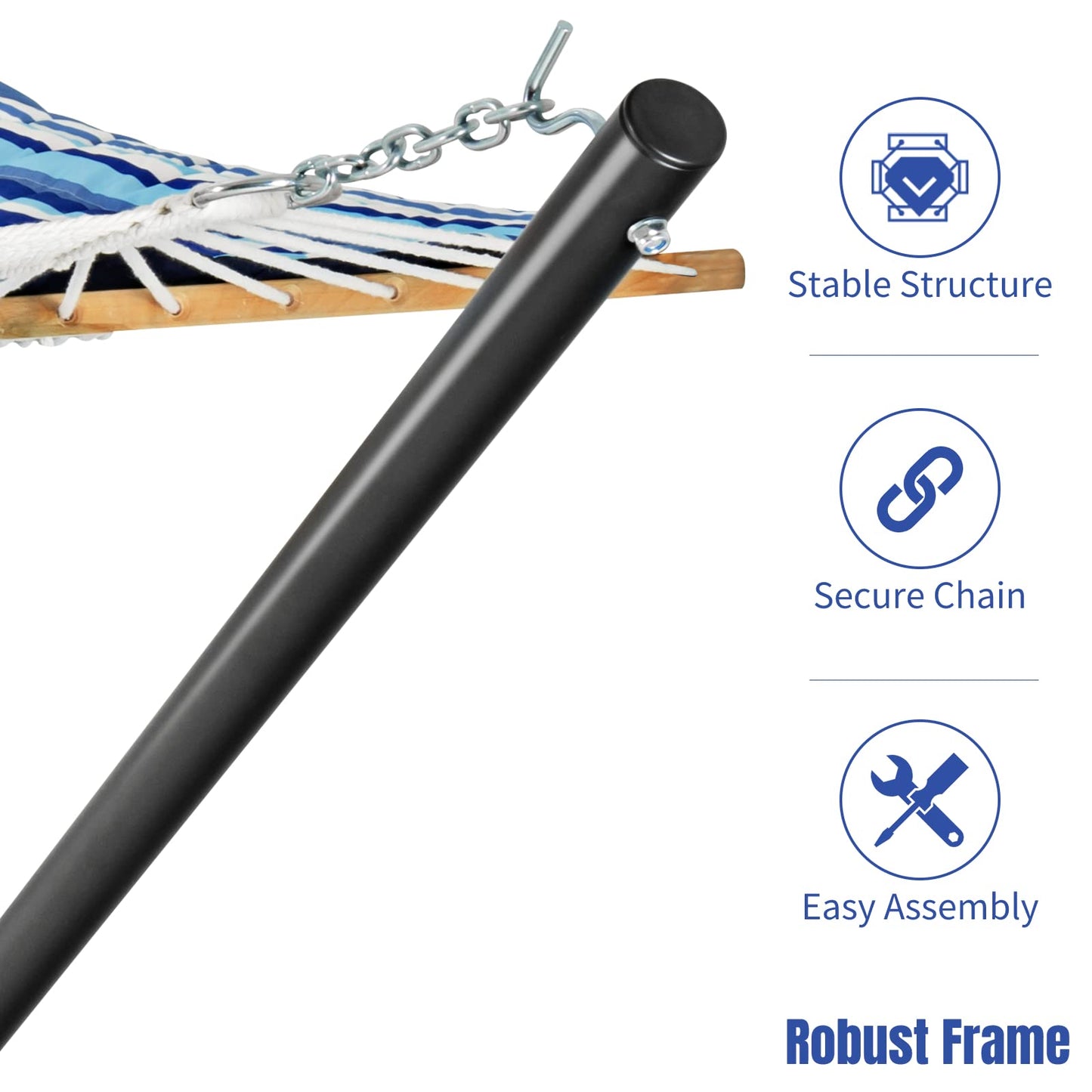 Tangkula Double Hammock with Stand, 2 Person 12Ft Steel Hammock Stand with Cotton Hammock