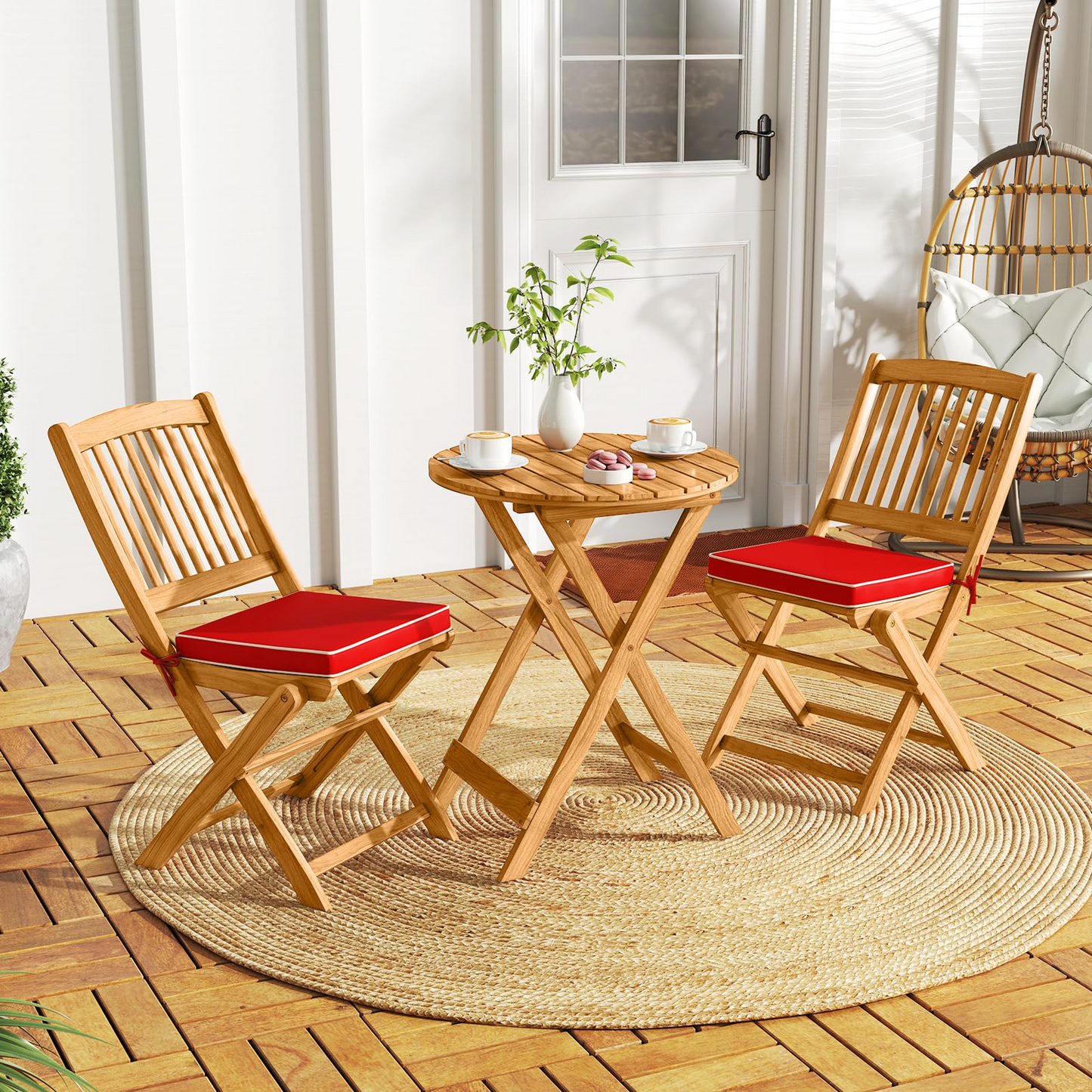 Tangkula Folding Outdoor Dining Chairs Acacia Wood Patio Chairs