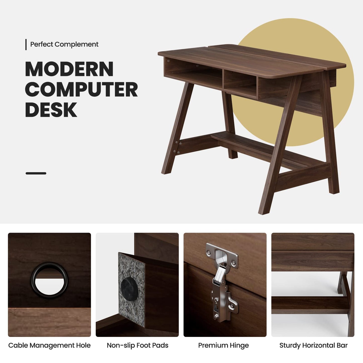Tangkula Mid Century Writing Desk with Storage Cubes & Hidden Compartment
