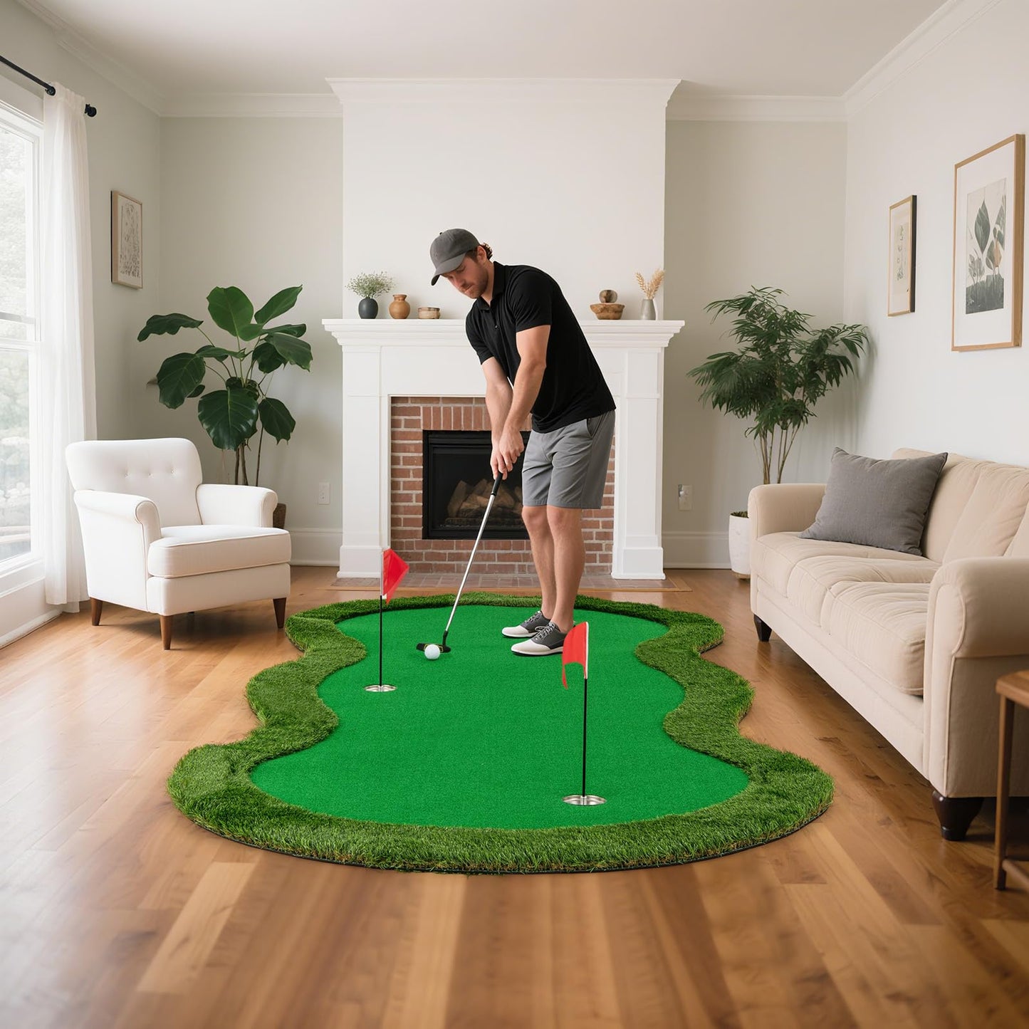 Tangkula 10 FT Golf Putting Green with Realistic Artificial Grass Turf