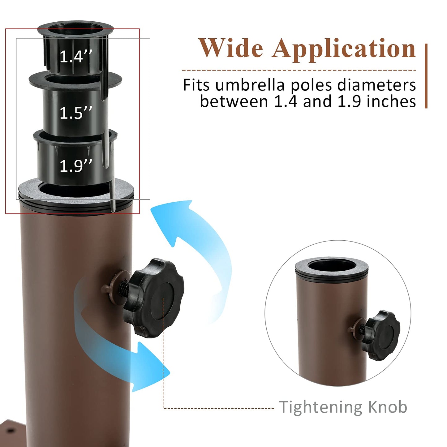 Tangkula 50LBS Patio Umbrella Base with 2 Tightening Knobs & 2 Wheels