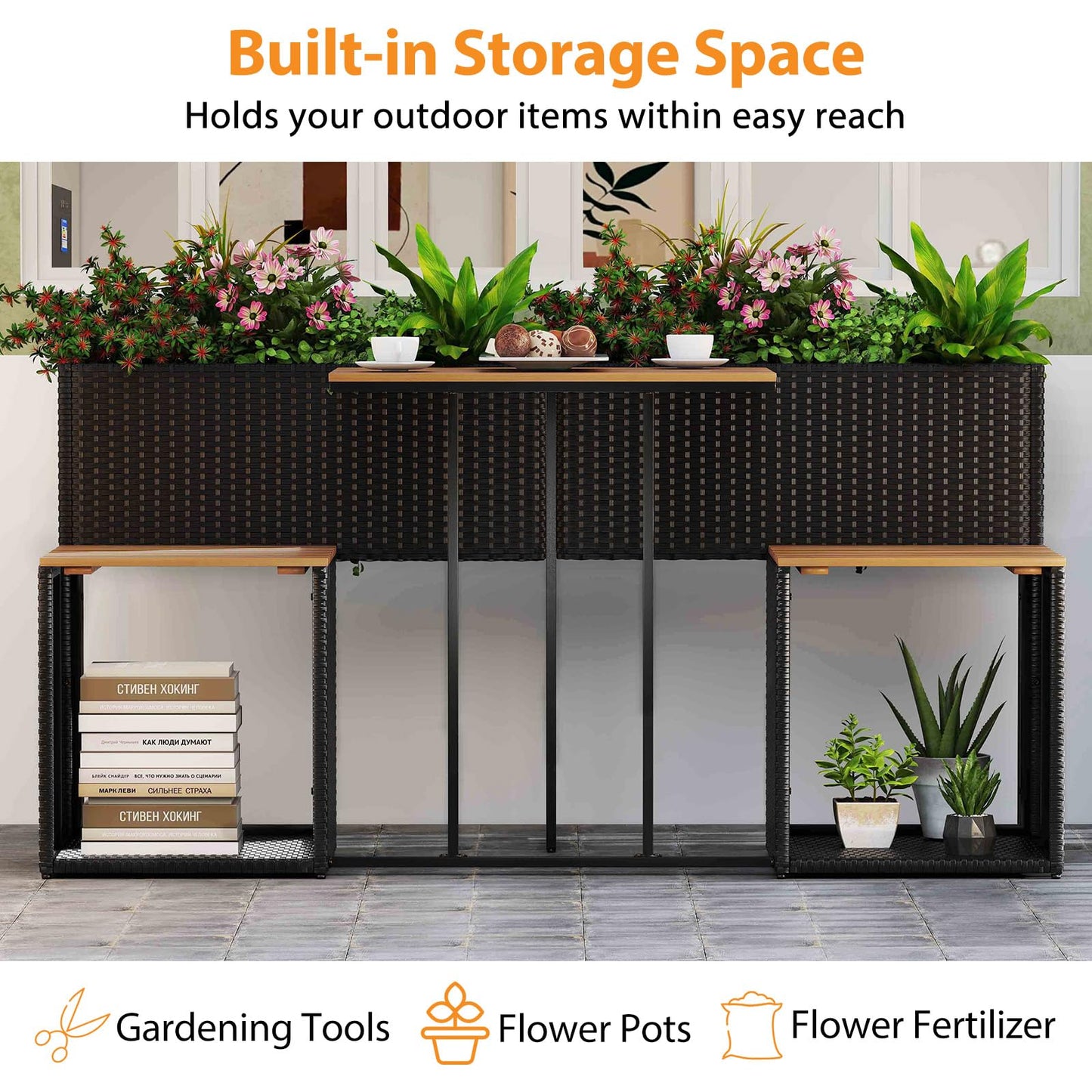 Tangkula Patio Furniture Set with Raised Garden Bed