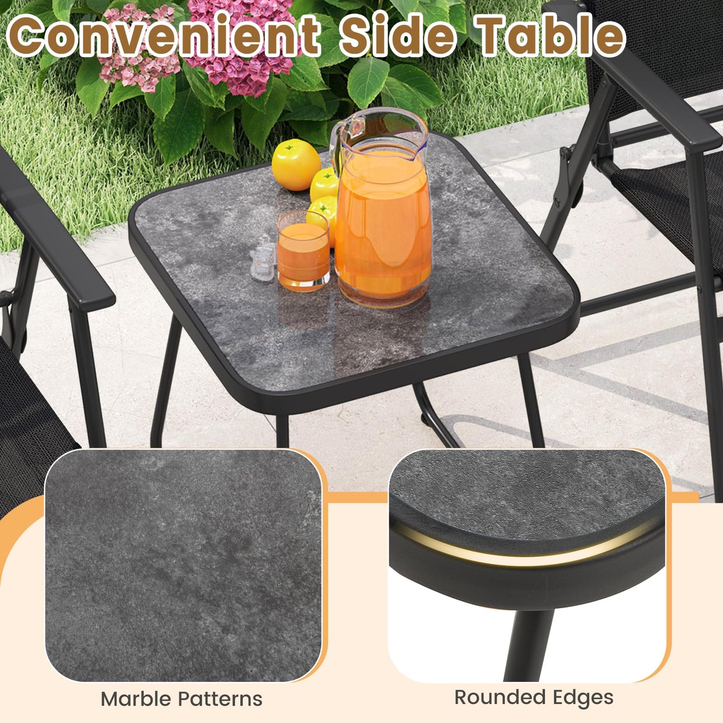Tangkula 3 Pieces Folding Patio Bistro Set