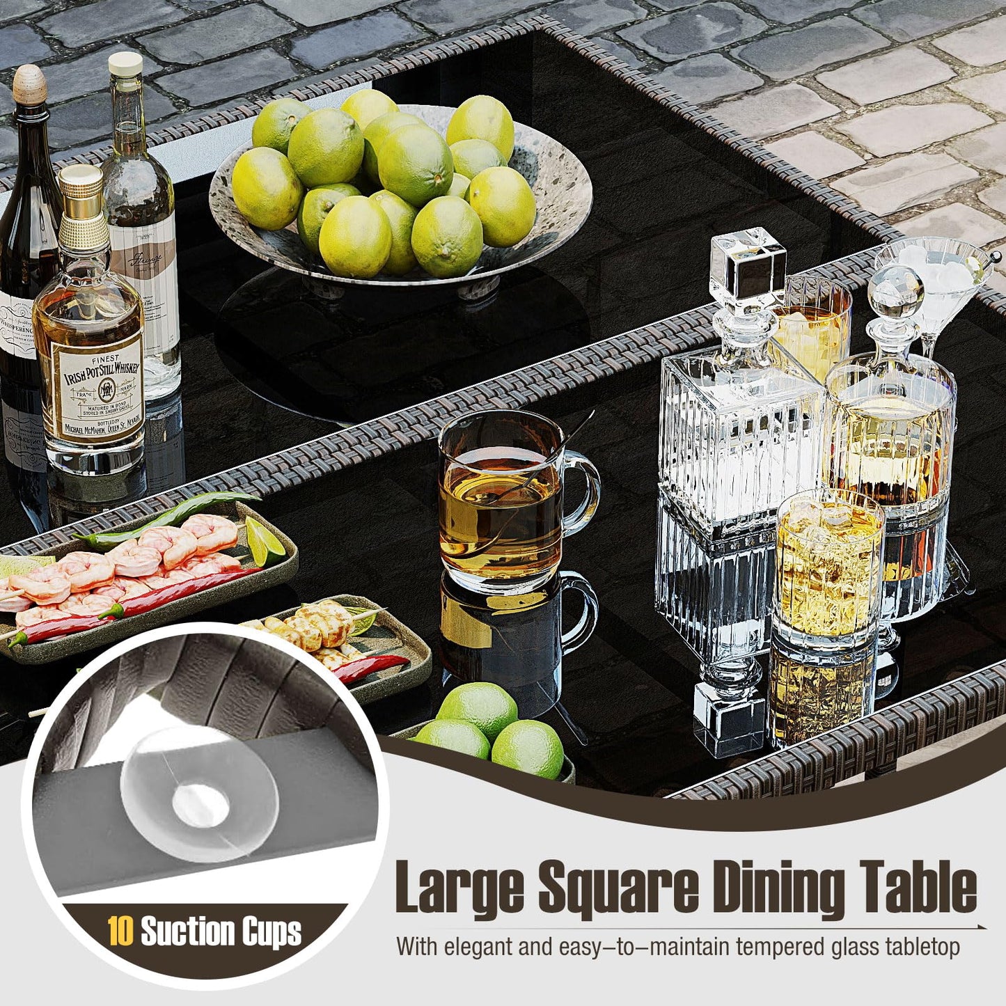Tangkula 9 Piece Rattan Patio Dining Set