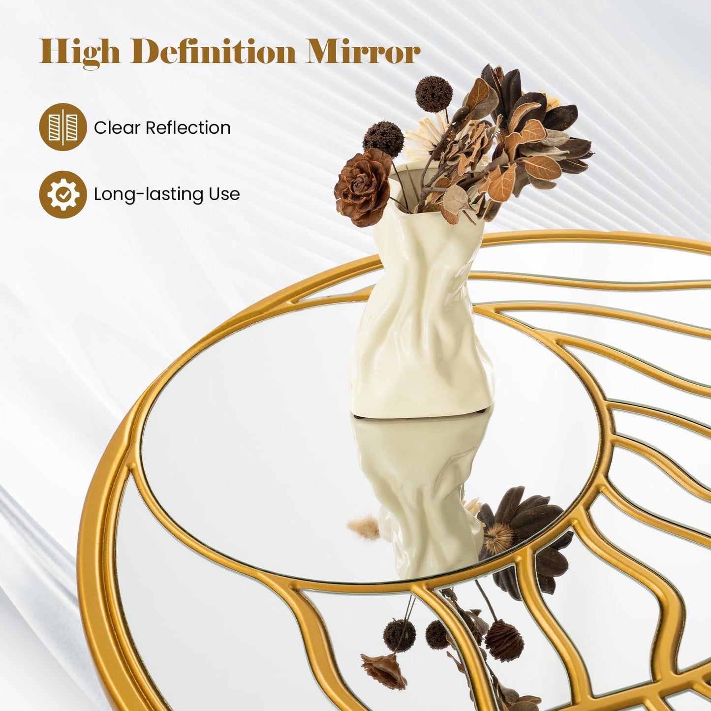 Tangkula 31.5" Large Round Wall Decorative Mirror with Irregular Frame