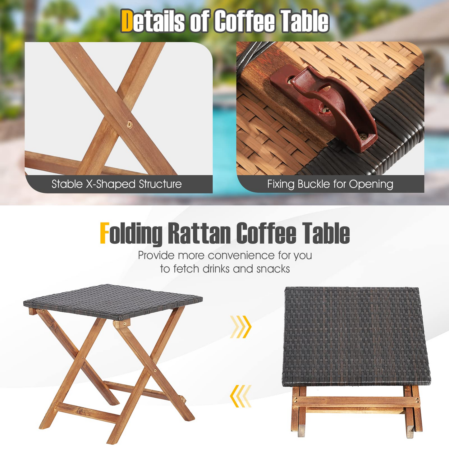 2 Piece Patio Chaise Lounge & Table Set - Tangkula