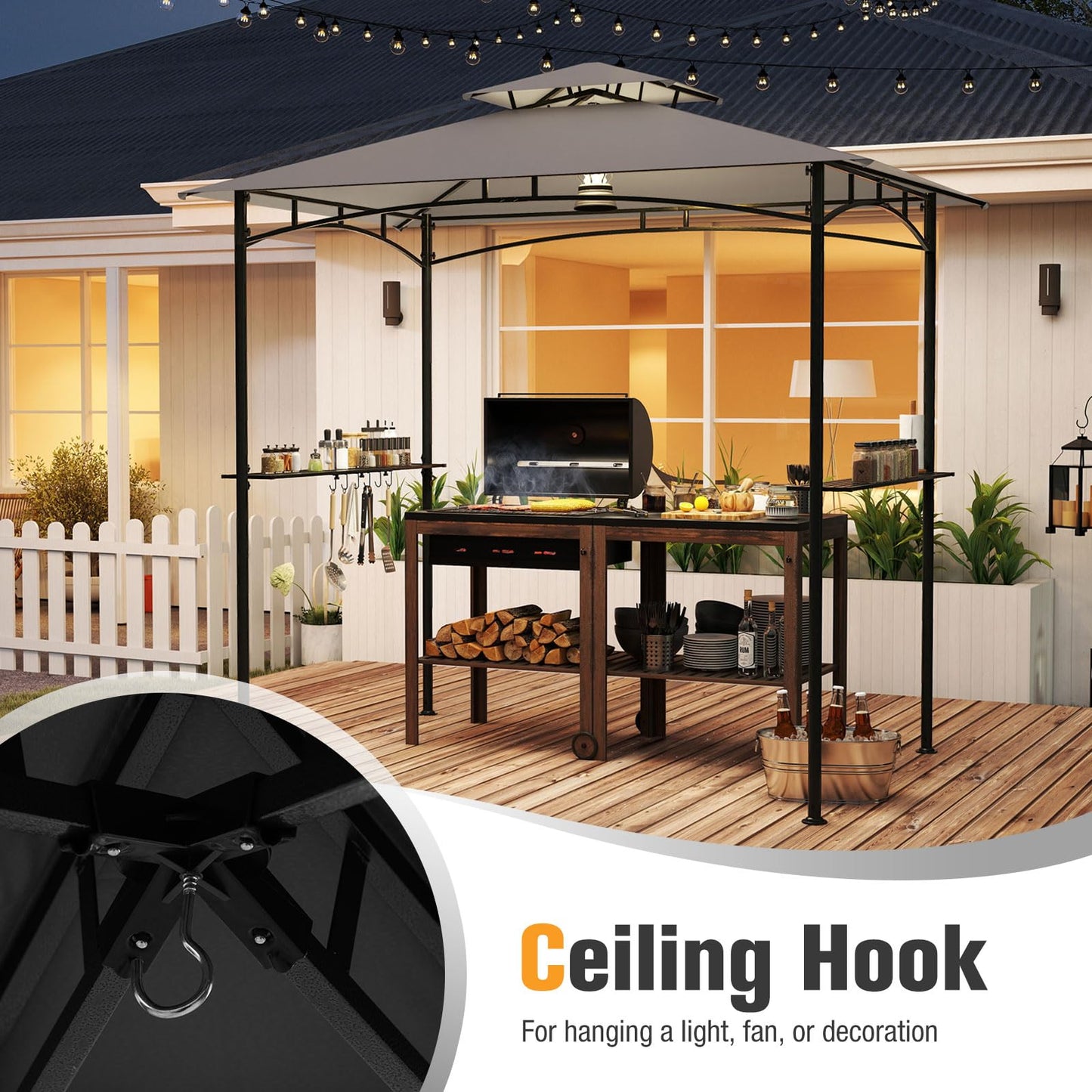 Tangkula 2 Tier Barbecue Gazebo with 2 Shelves