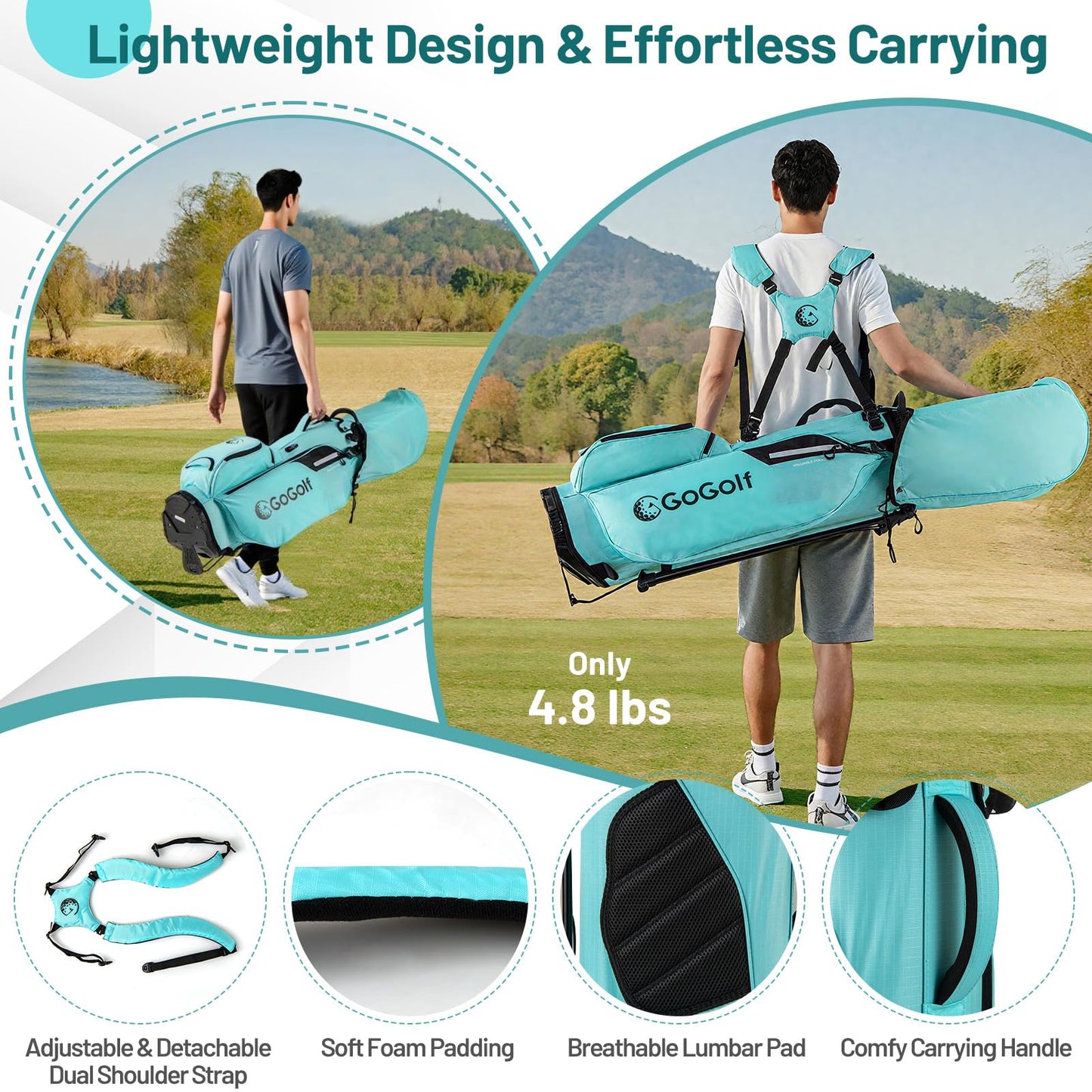 Tangkula Golf Stand Bag w/8 Way Top Dividers