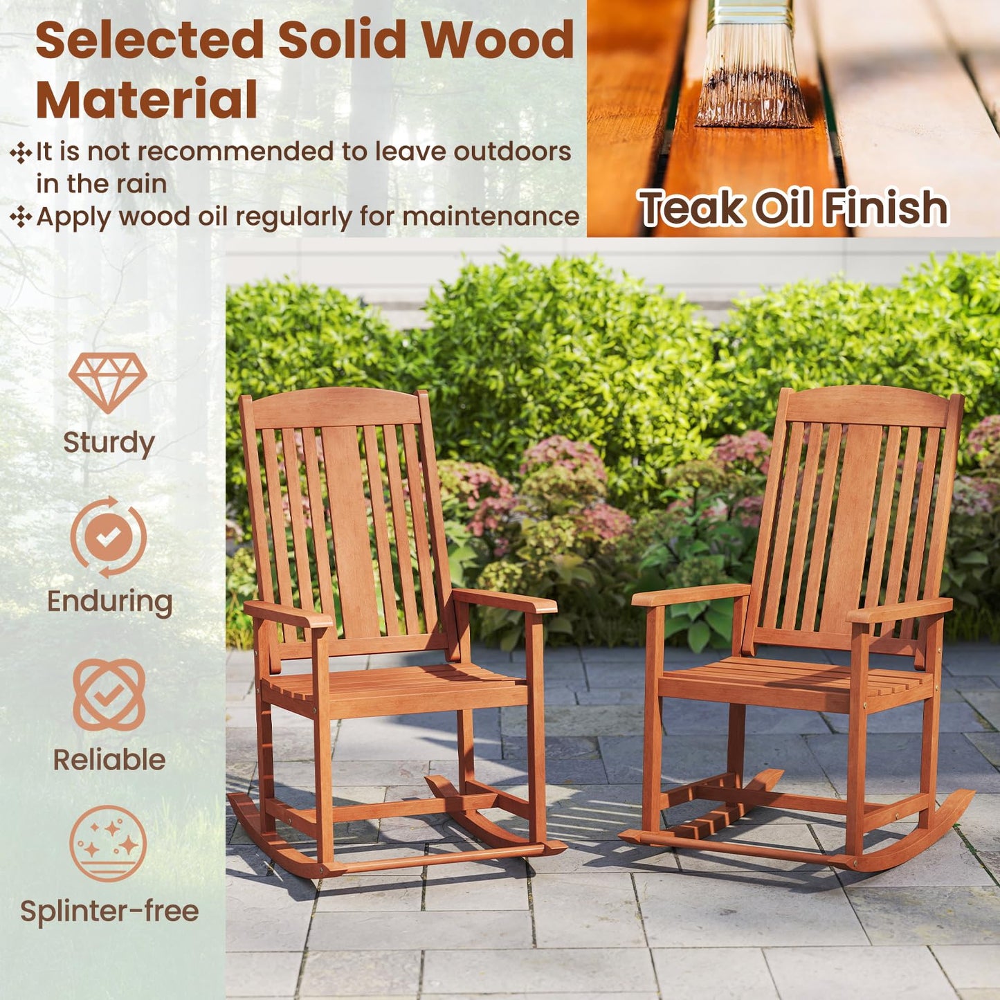 Tangkula Outdoor Patio Wood Rocking Chair
